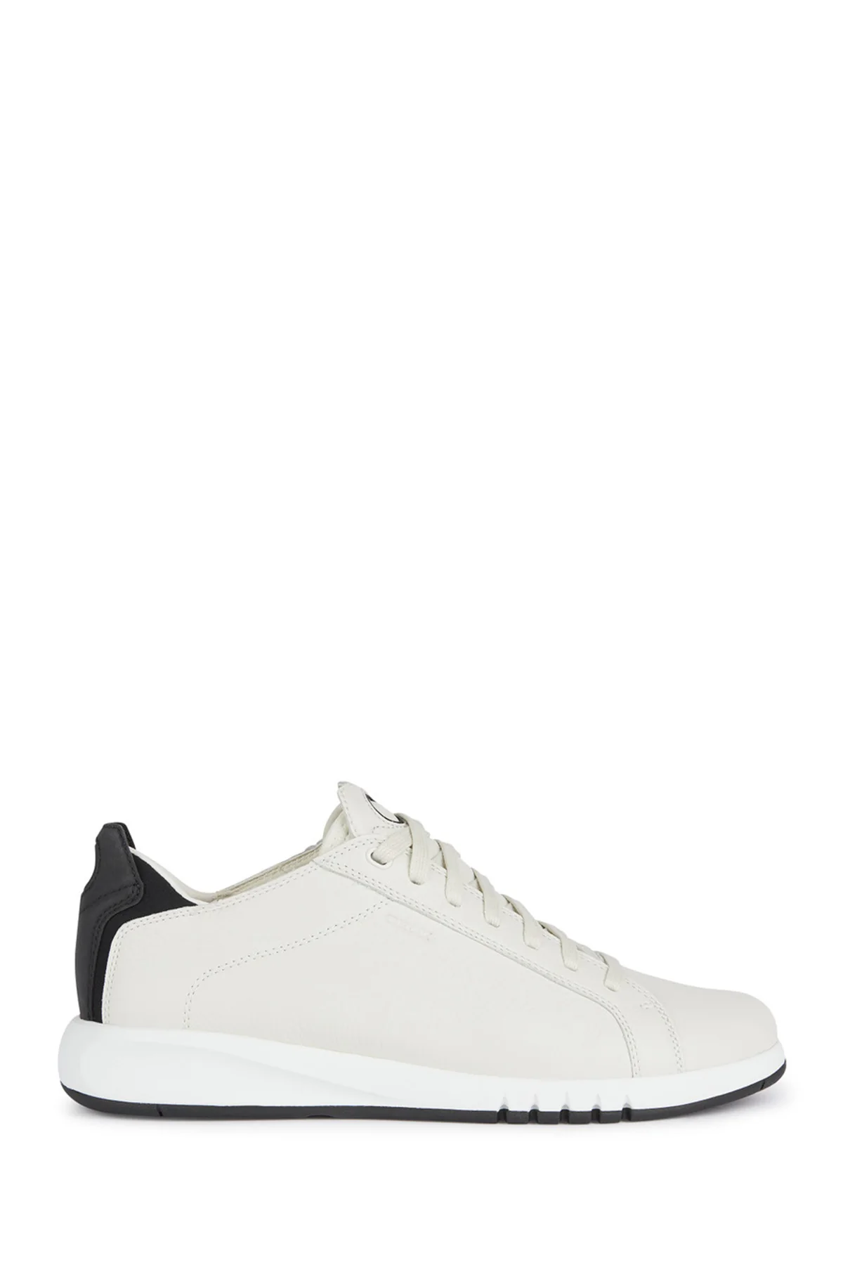 Geox Erkek Beyaz U Aerantis A - Tumb Bağcıklı Deri Sneaker