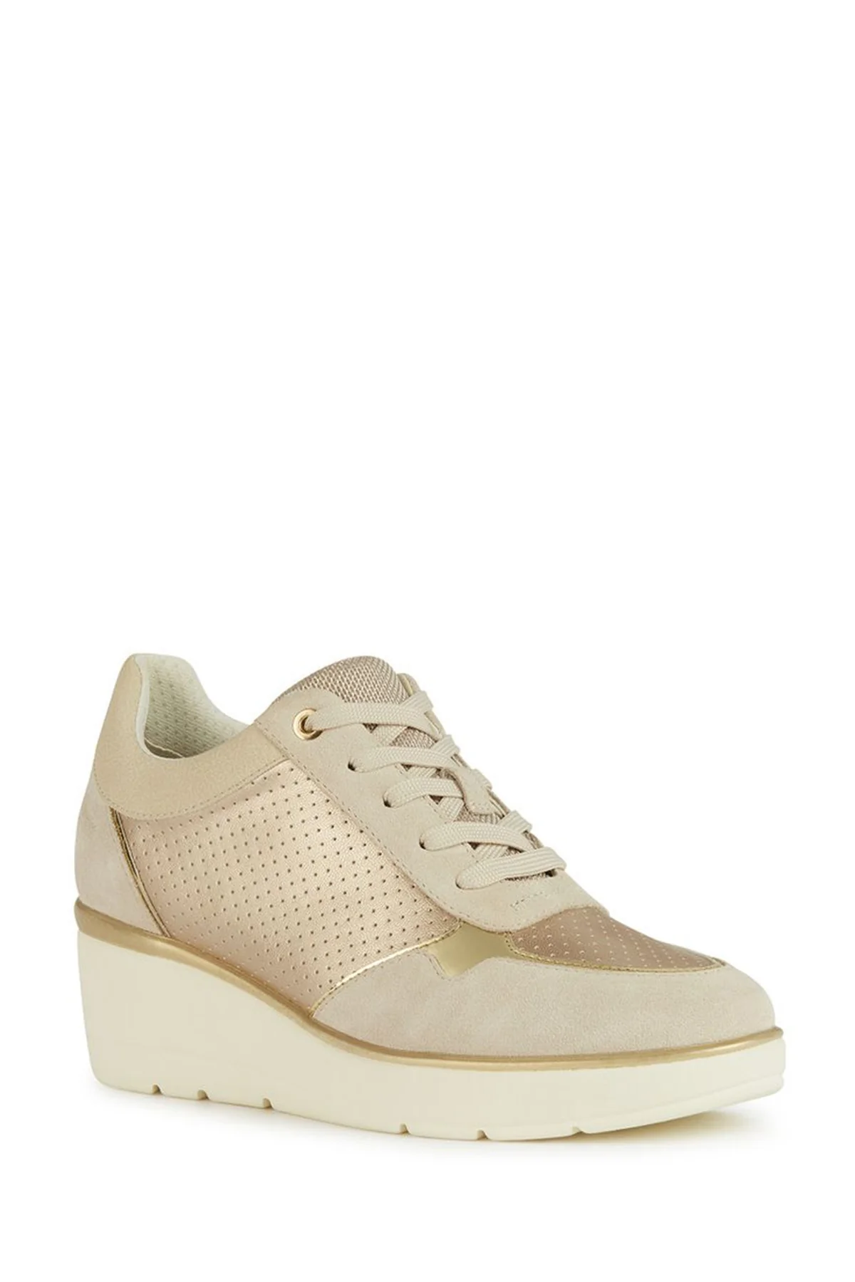 Geox Kadın Bej Ilde Kalın Tabanlı Bağcıklı Deri Sneaker - Image 3
