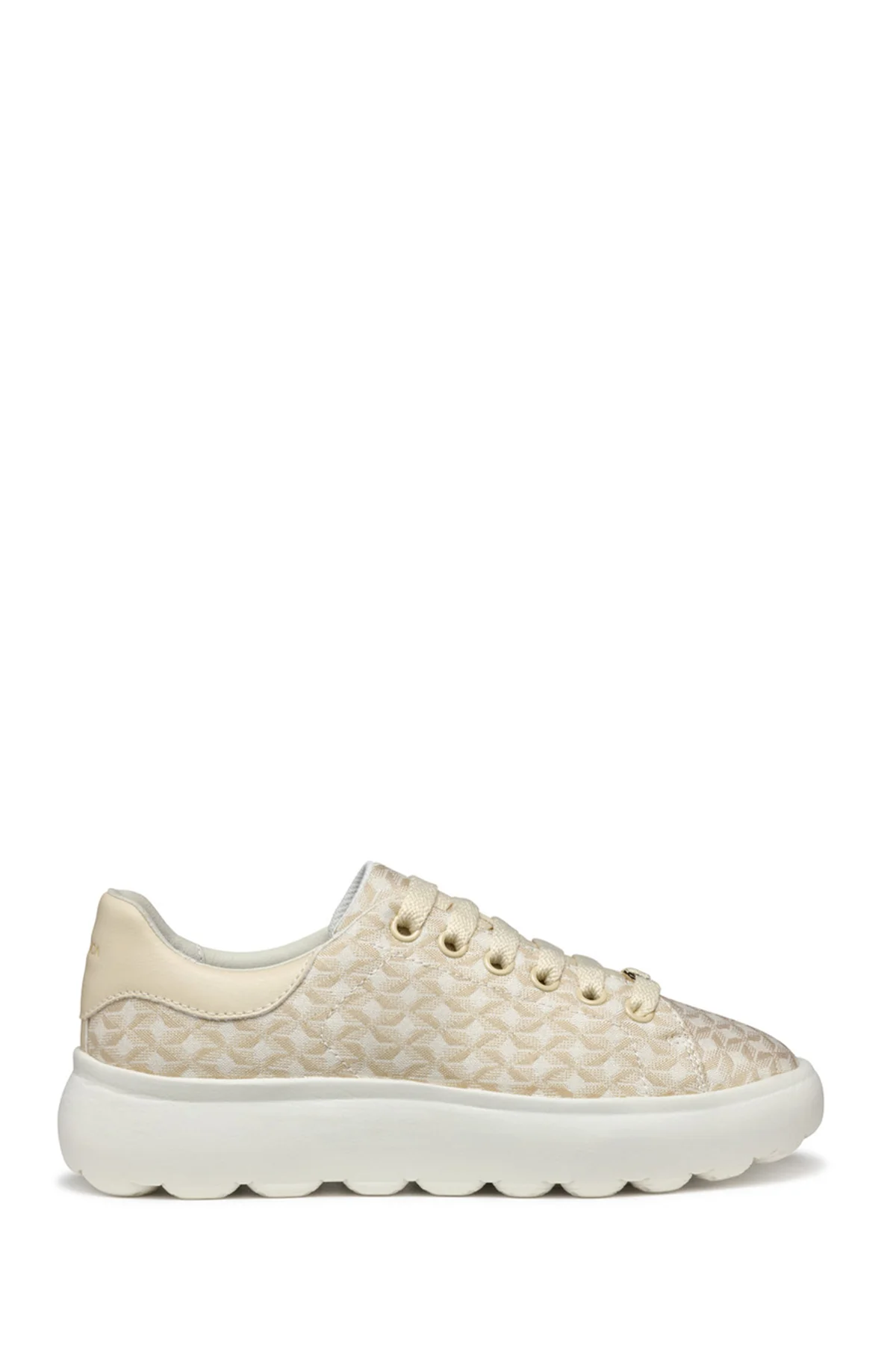 Geox Kadın Bej Spherica Ec4.1 Bağcıklı Desenli Kalın Tabanlı Sneaker