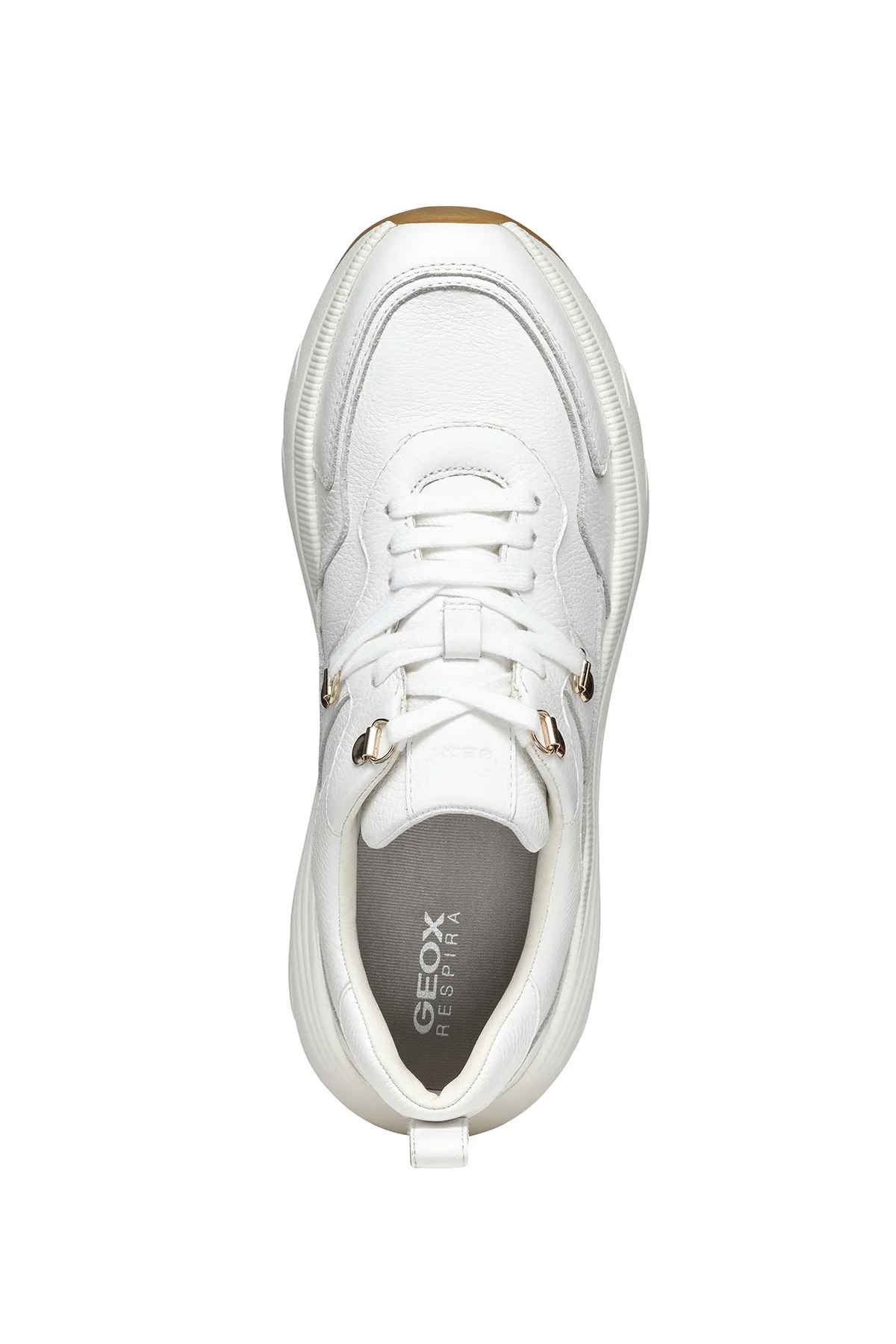 Geox Kadın Beyaz Diamantha Bağcıklı Kalın Tabanlı Deri Sneaker - Image 5