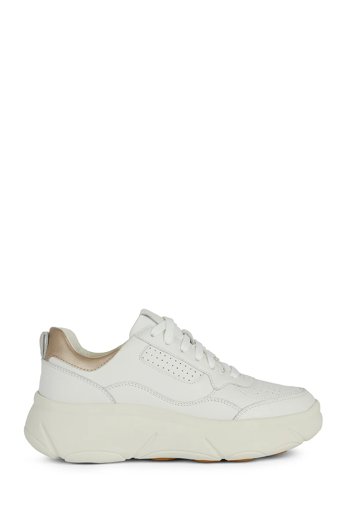 Geox Kadın Beyaz Nebula 2.0 X Kalın Tabanlı Bağcıklı Deri Sneaker