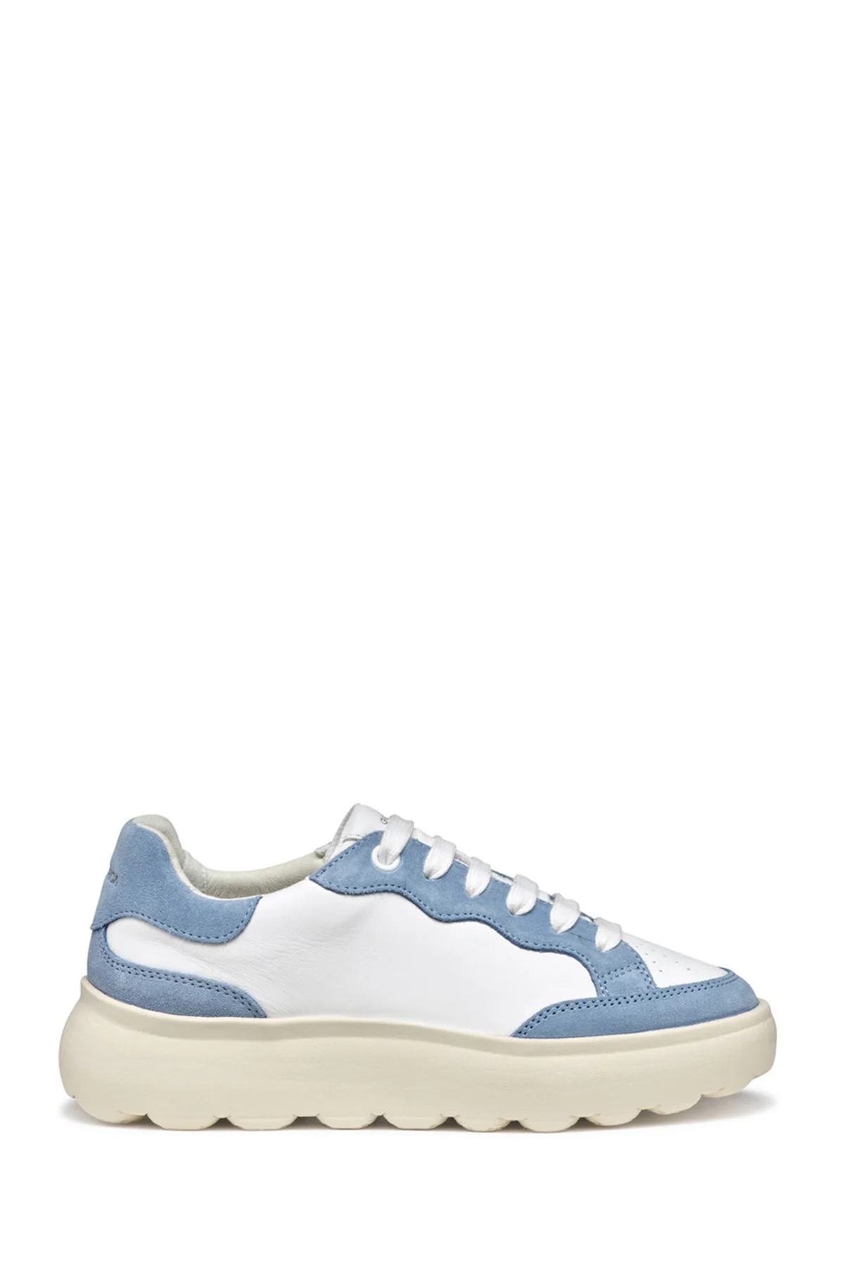 Geox Kadın Beyaz Spherica Ec4.1 Bağcıklı Kalın Tabanlı Deri Sneaker