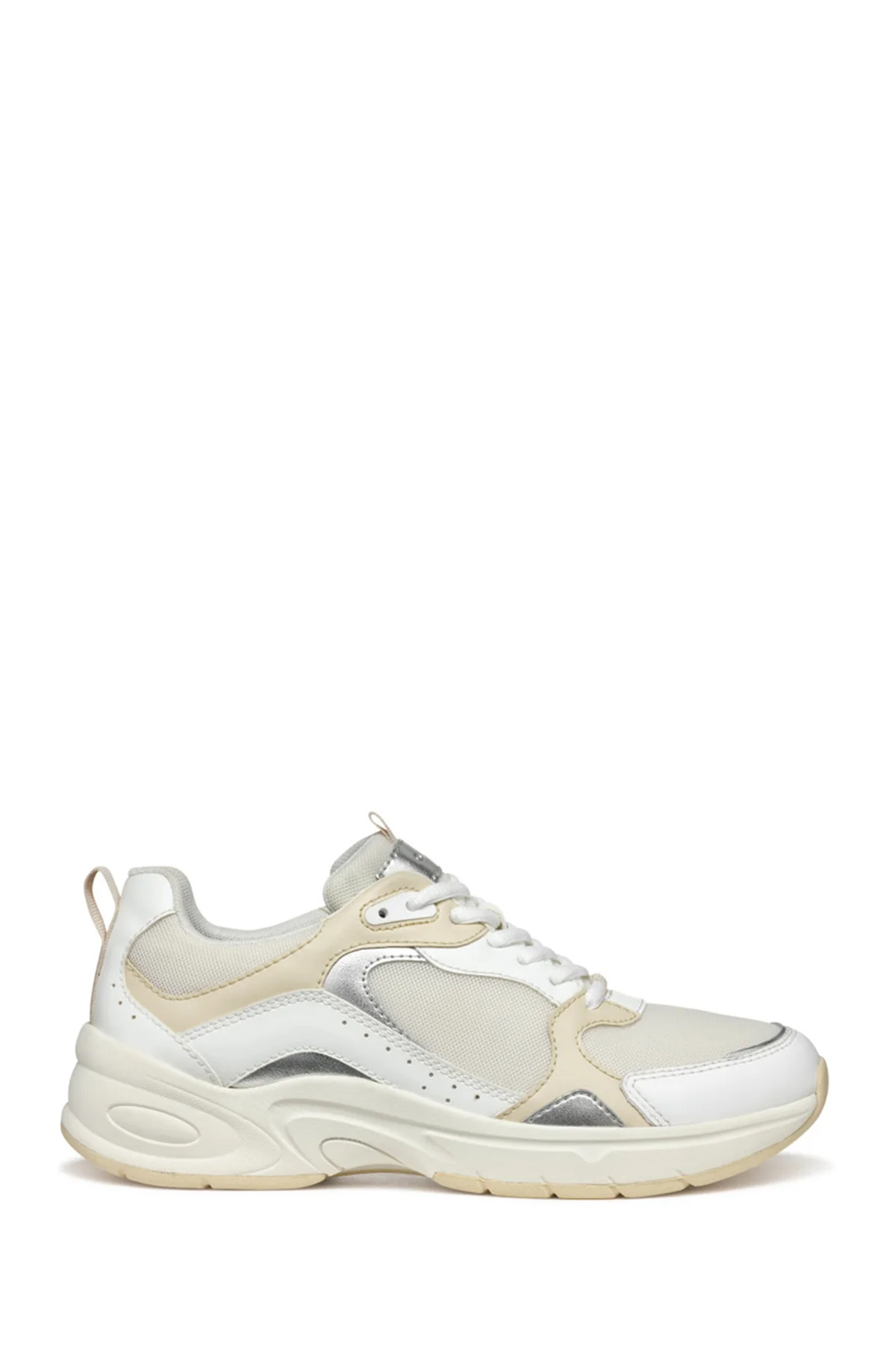 Geox Kadın Beyaz Zarvia Bağcıklı Kalın Tabanlı Deri Sneaker