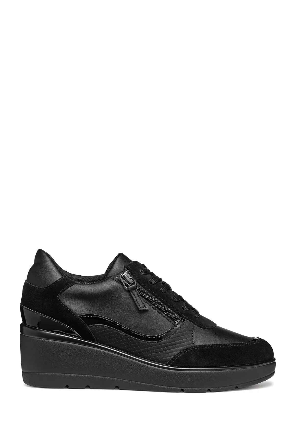 Geox Kadın Siyah D Ilde Bağcıklı Dolgu Topuklu Sneaker