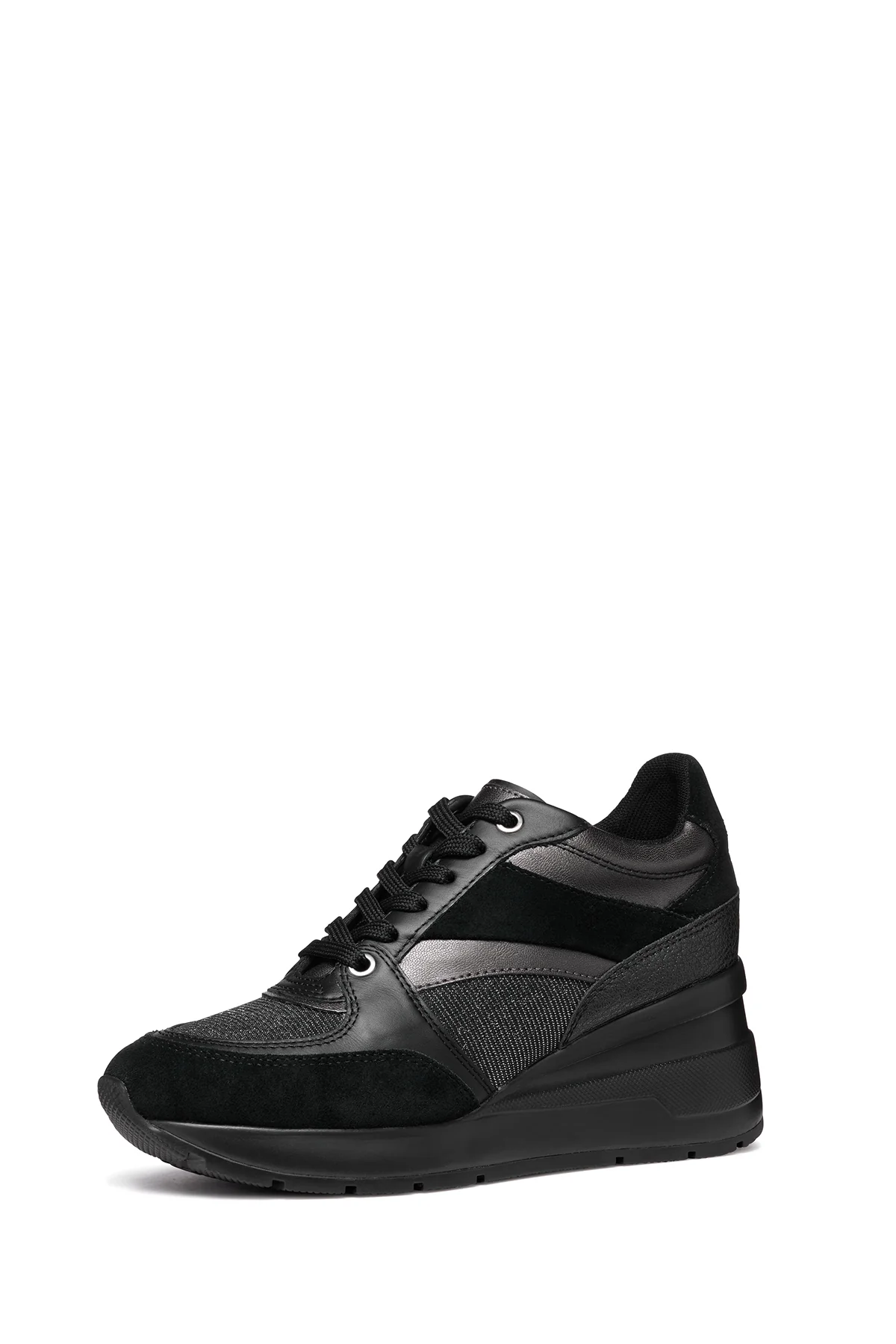 Geox Kadın Siyah D Zosma Bağcıklı Dolgu Topuklu Deri Sneaker - Image 2