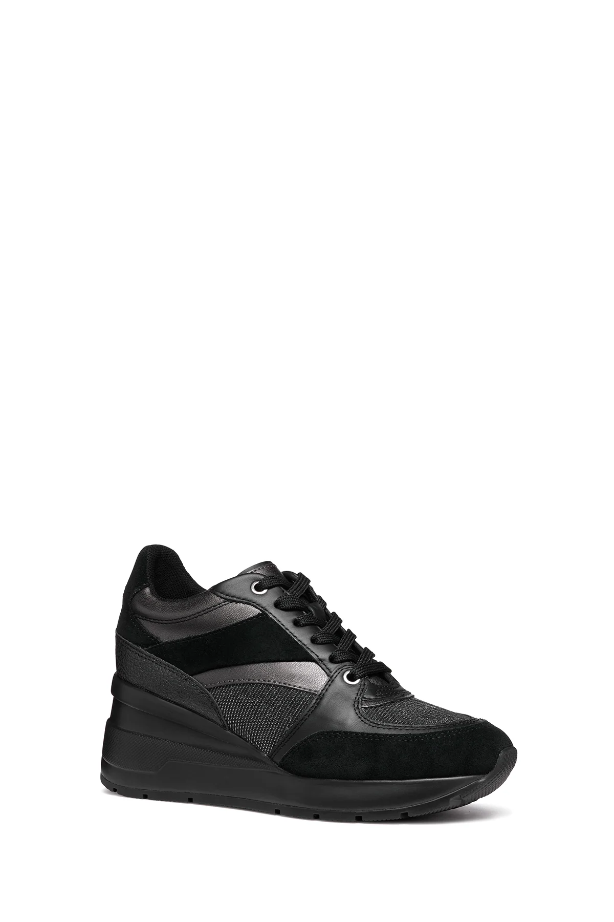 Geox Kadın Siyah D Zosma Bağcıklı Dolgu Topuklu Deri Sneaker - Image 5