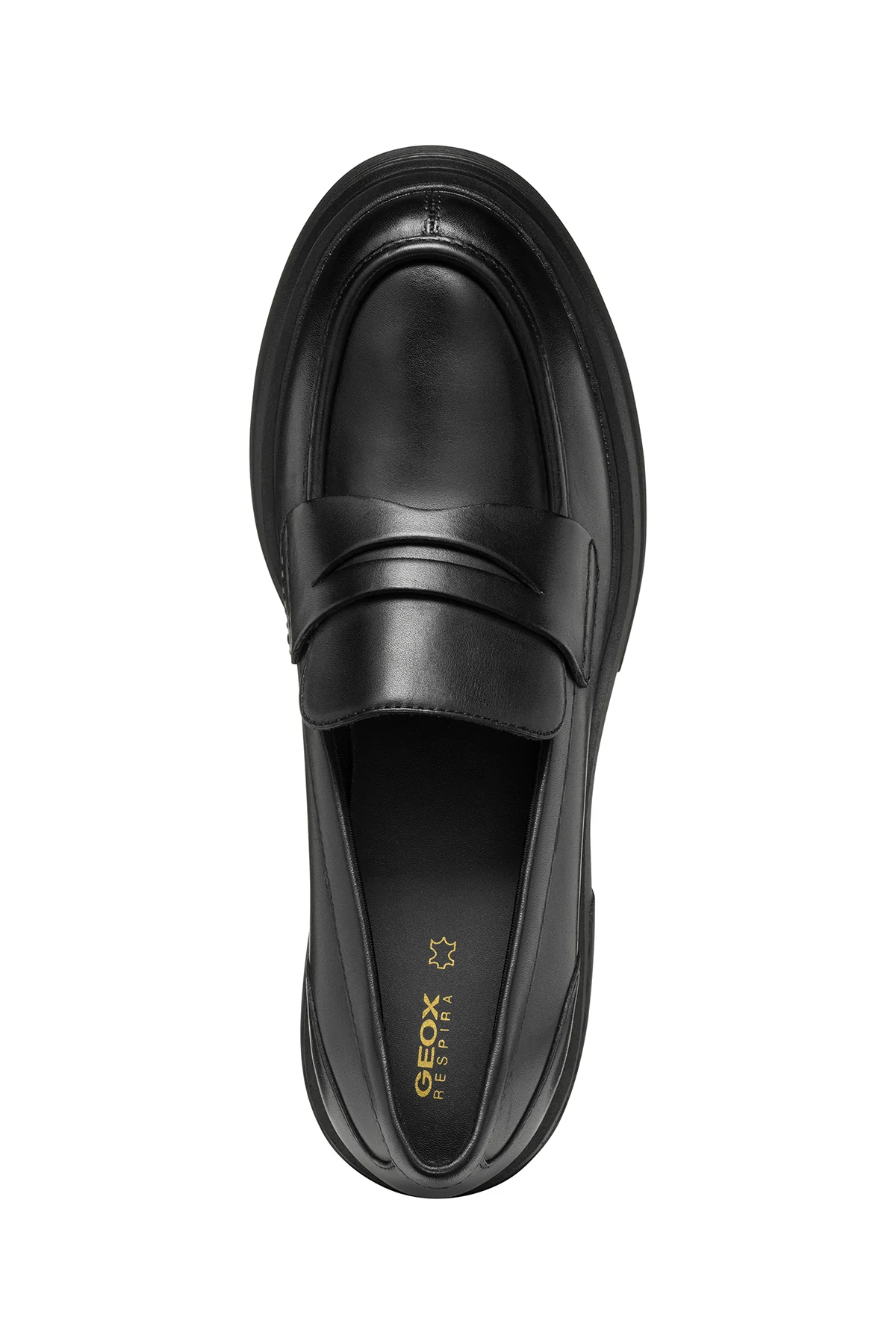Geox Kadın Siyah Spherica Ec15 Kalın Topuklu Deri Maskülen Loafer - Image 5