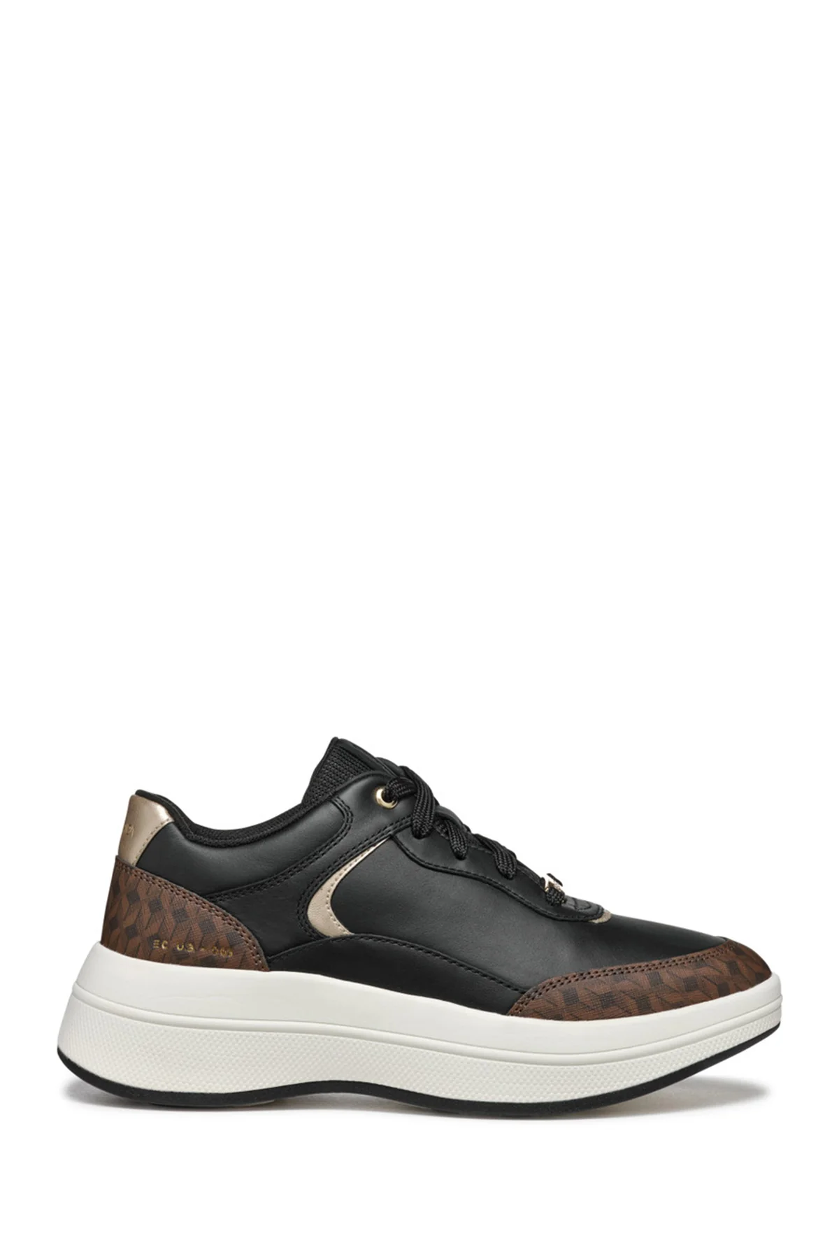 Geox Kadın Siyah Spherica Ecub-3 Bağcıklı Kalın Tabanlı Deri Sneaker