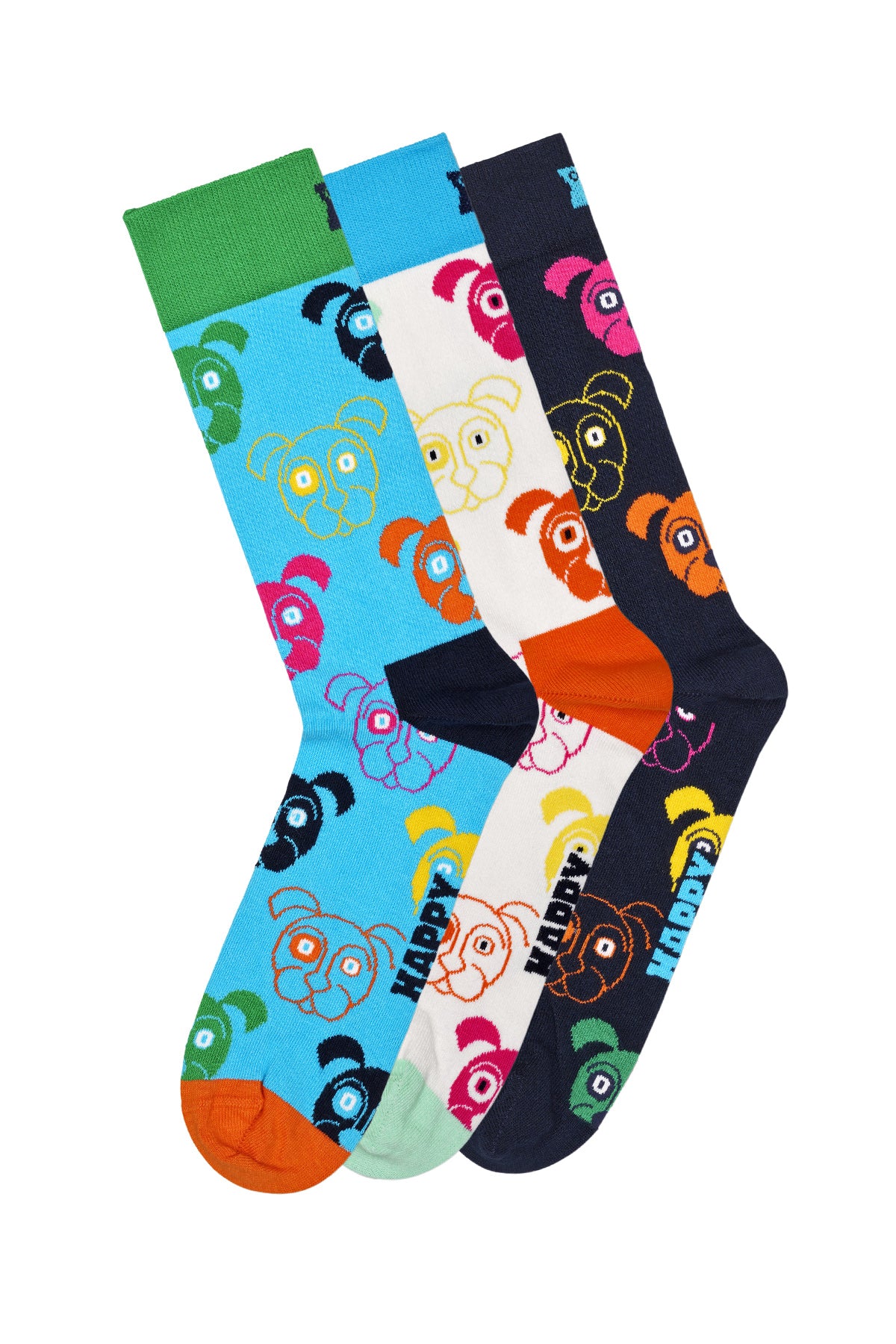 Happy Socks Erkek Çok Renkli Desenli Pamuklu 3’lü Çorap Seti - Image 2