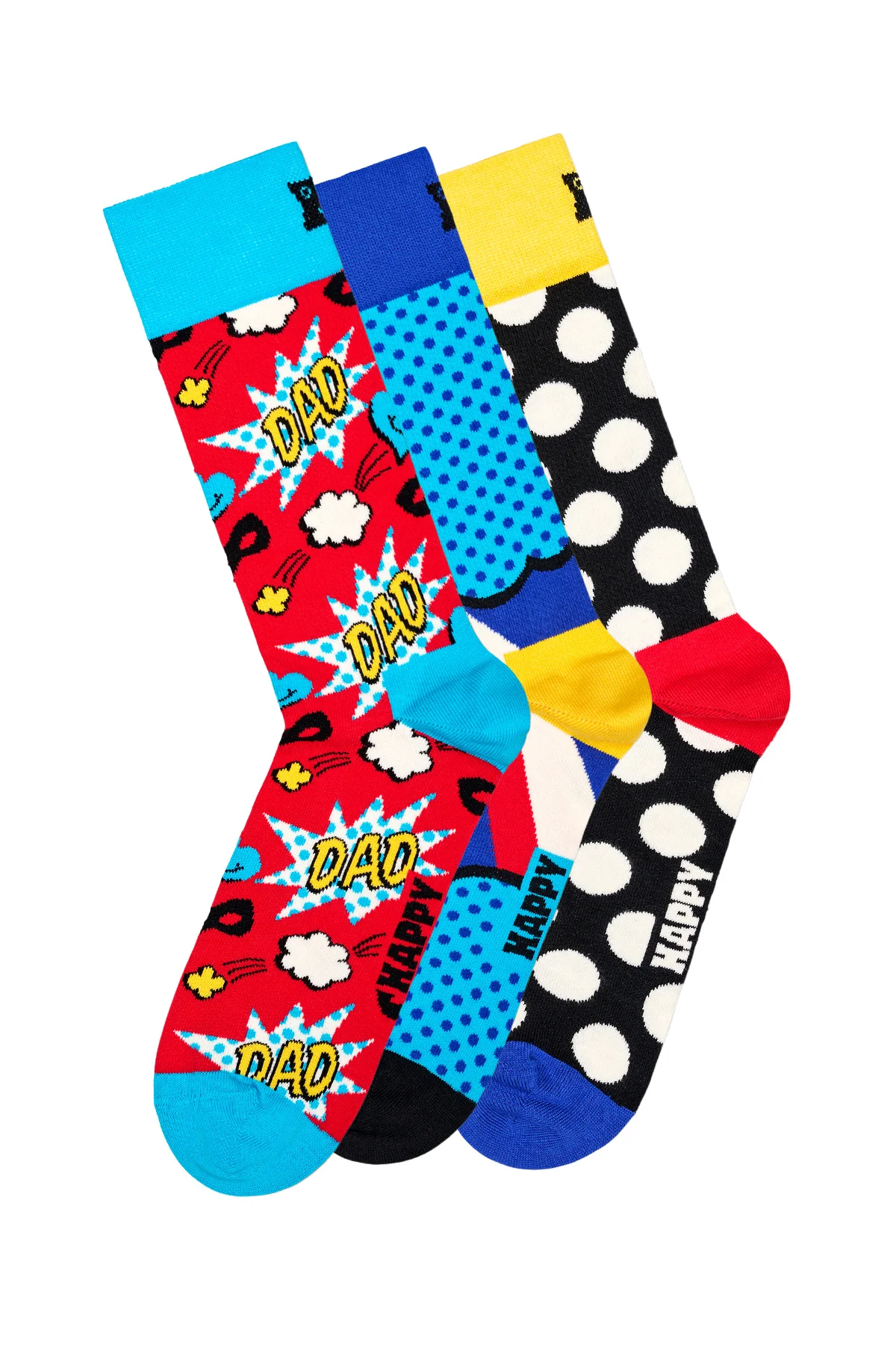 Happy Socks Erkek Çok Renkli Süper Baba Temalı Pamuklu 3’lü Çorap Seti - Image 2