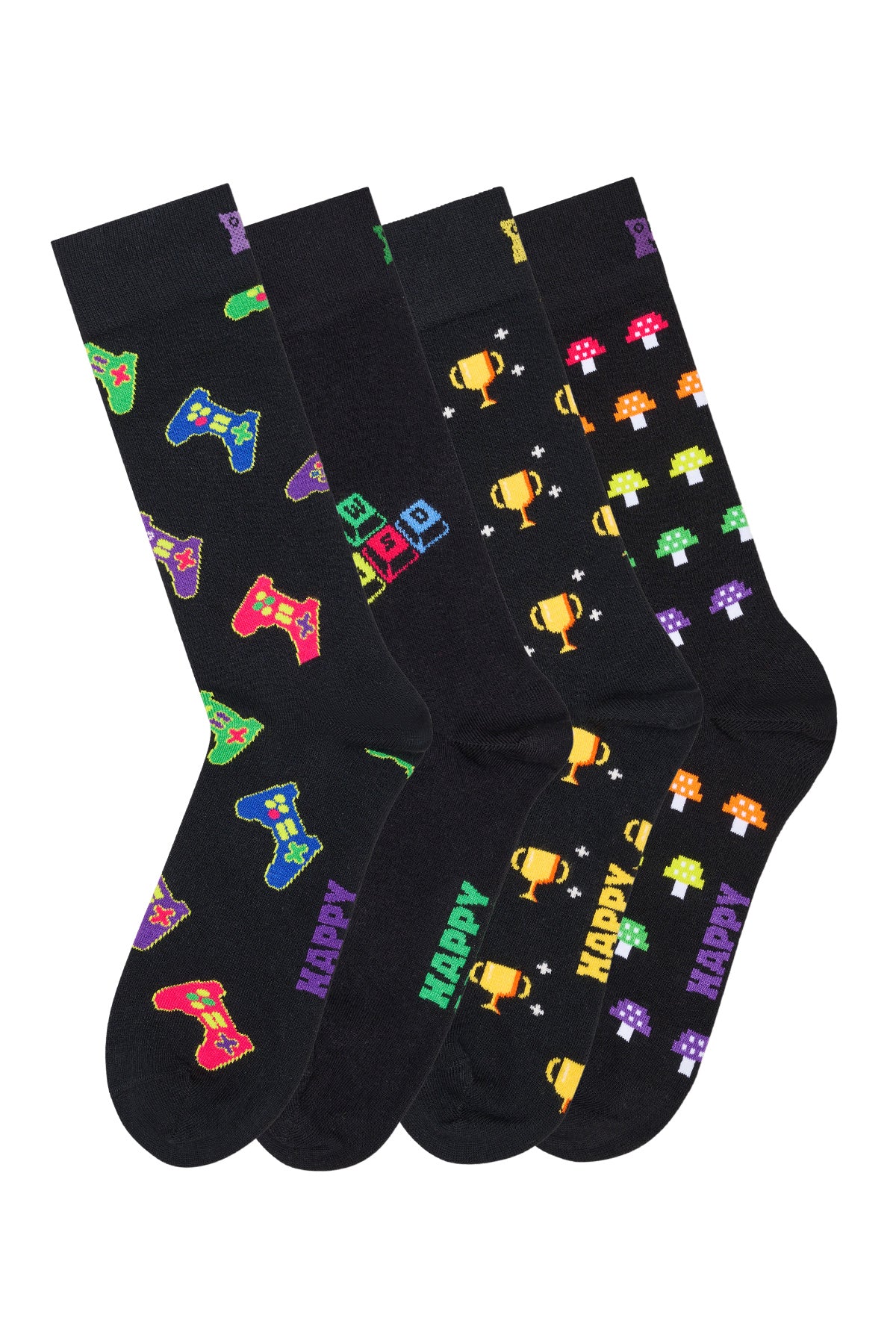 Happy Socks Erkek Siyah Oyuncu Temalı Pamuklu 4’lü Çorap Seti - Image 2
