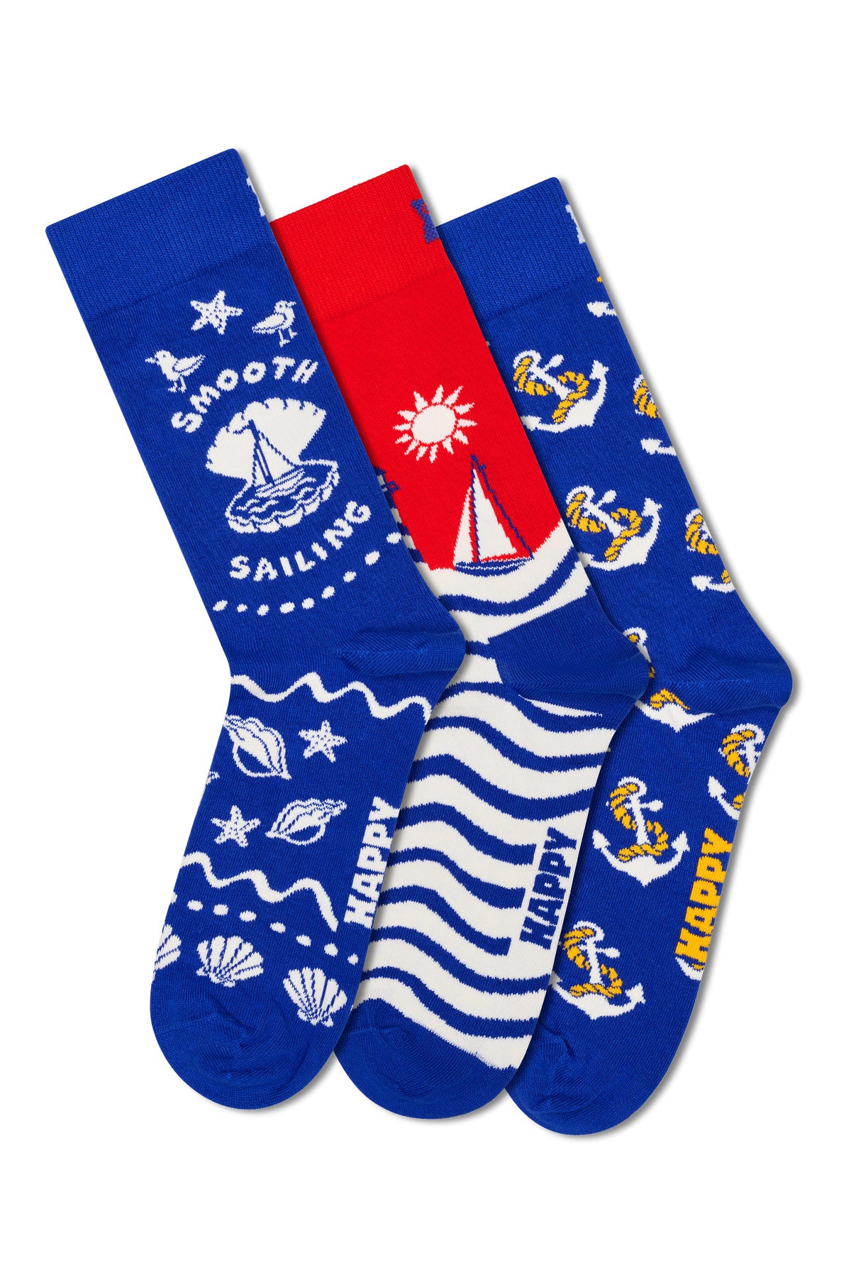 Happy Socks Kadın Mavi Sahil Temalı Pamuklu 3’lü Çorap Seti - Image 2