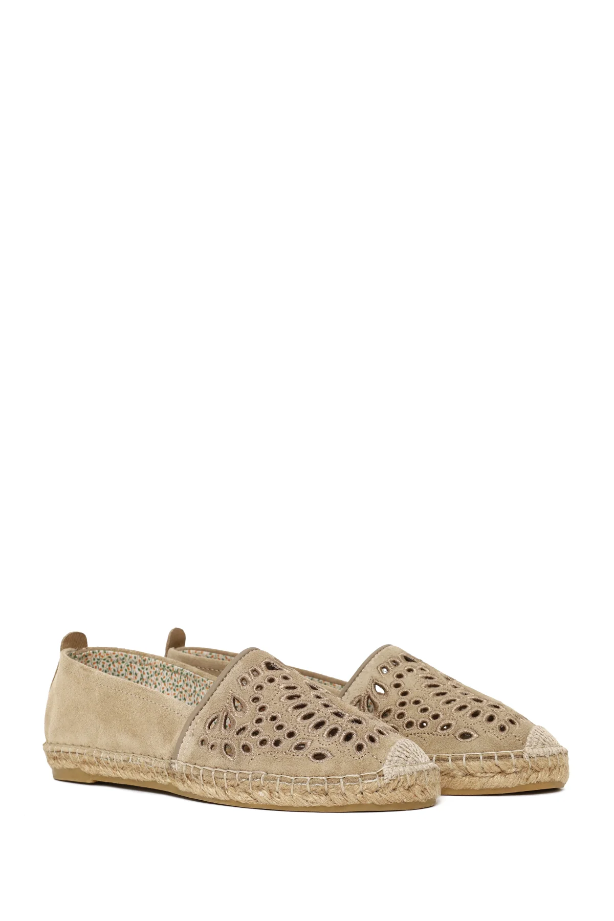 Kadın Açık Bej Süet Deri Espadril - Image 3