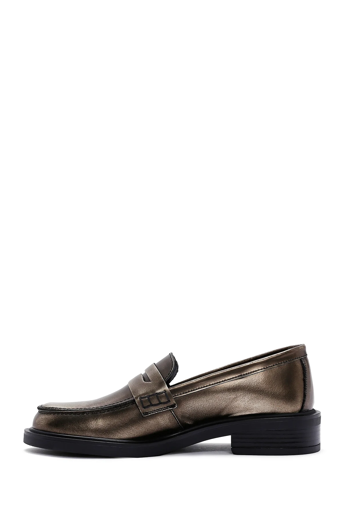 Kadın Altın Deri Casual Loafer - Image 2