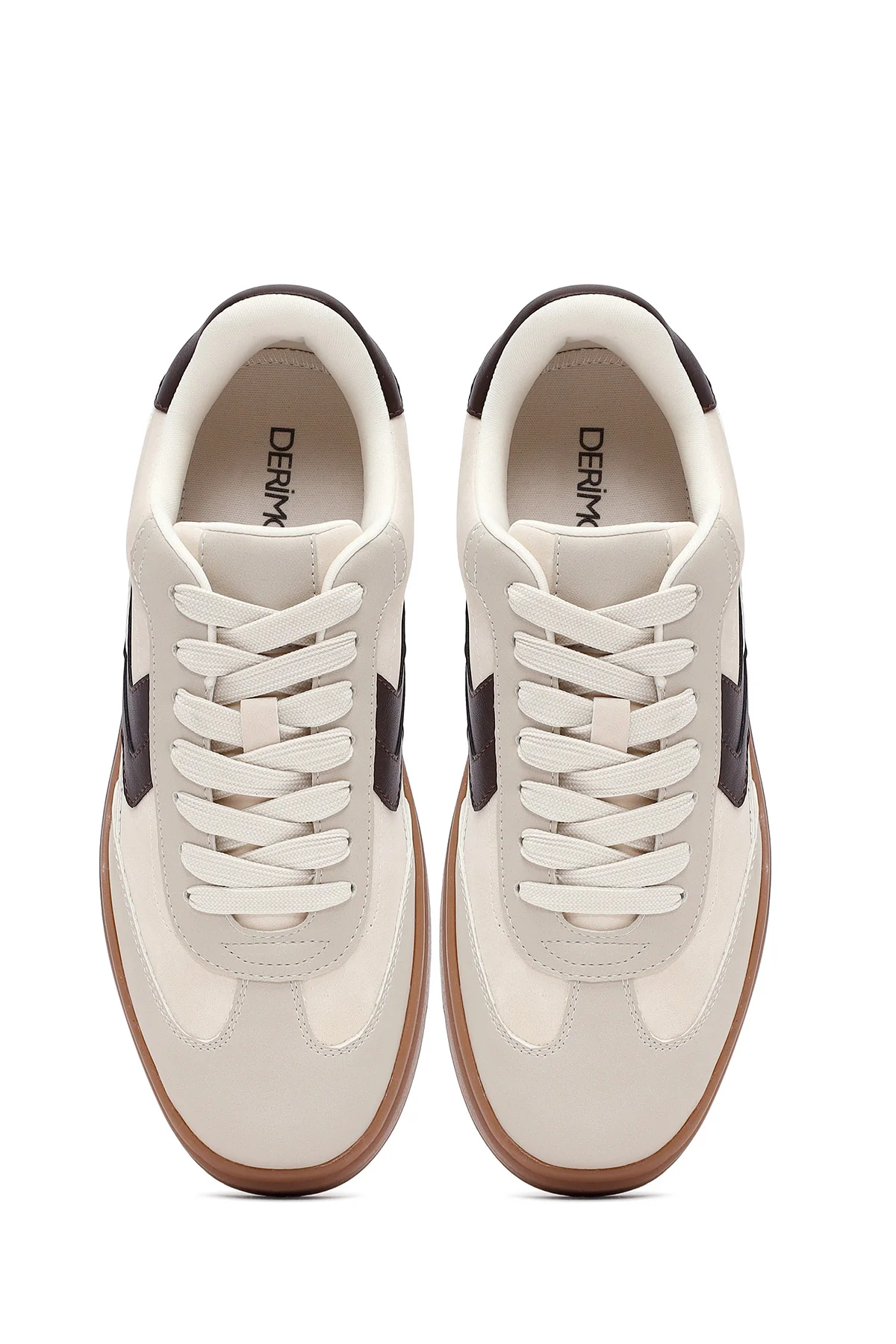Kadın Bej Bağcıklı Kalın Tabanlı Sneaker - Image 7