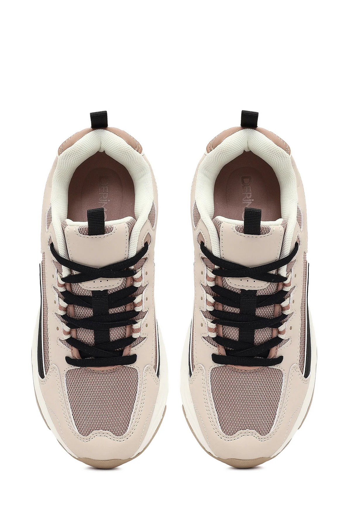 Kadın Bej Bağcıklı Kalın Tabanlı Sneaker - Image 7