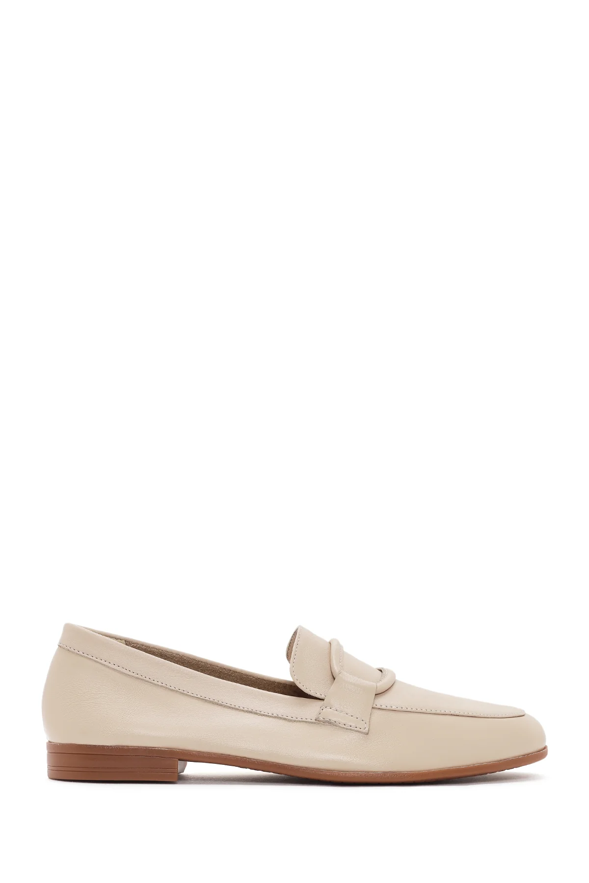 Kadın Bej Deri Casual Loafer