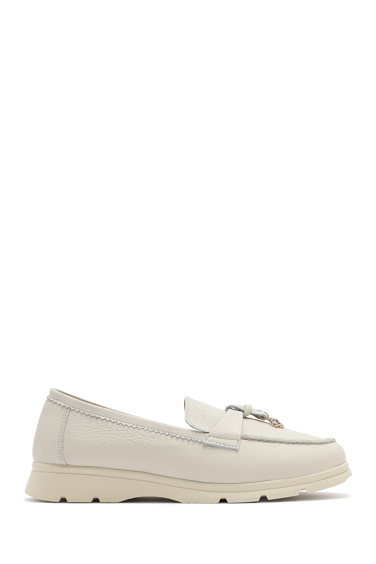 Kadın Bej Deri Comfort Loafer