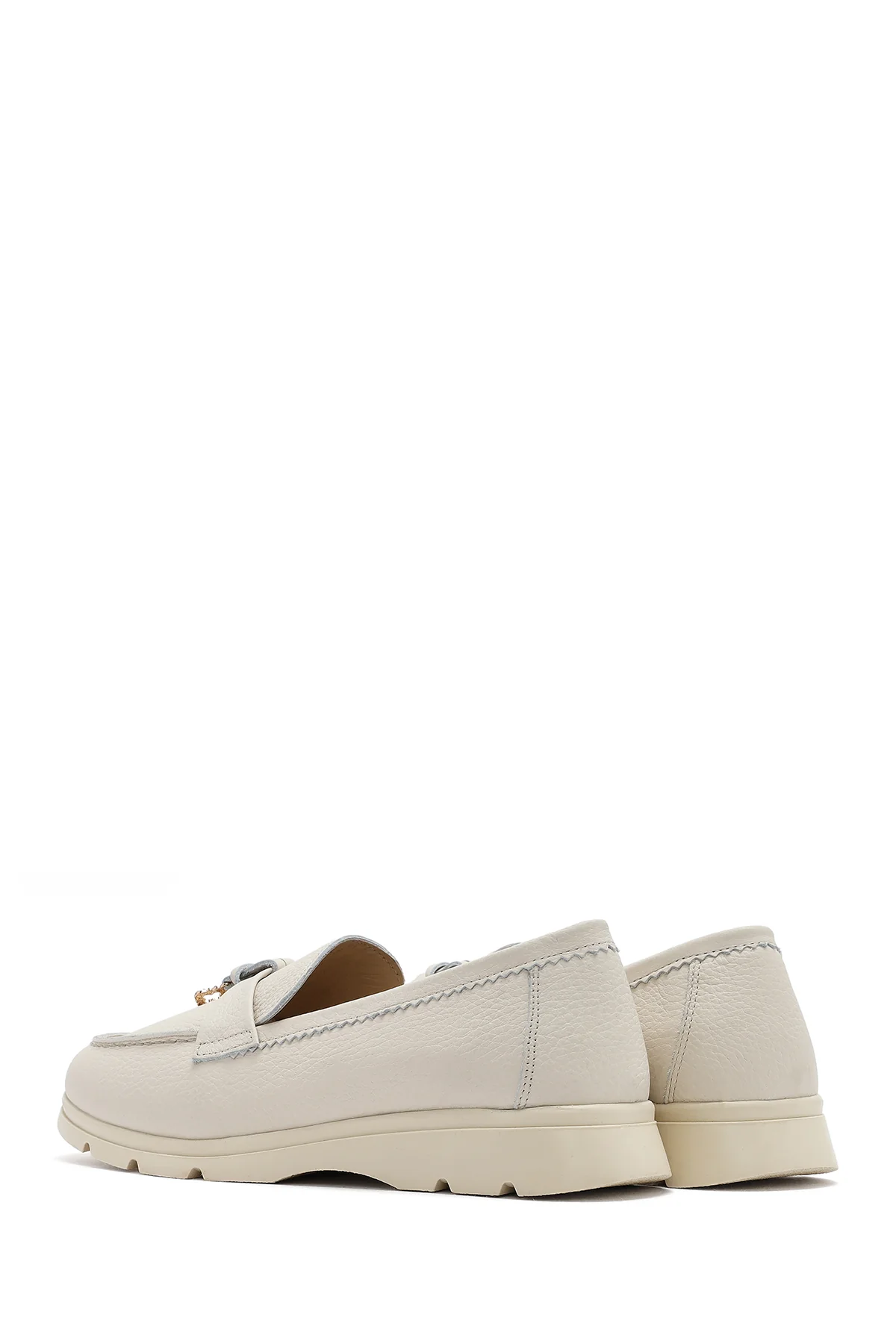 Kadın Bej Deri Comfort Loafer - Image 5