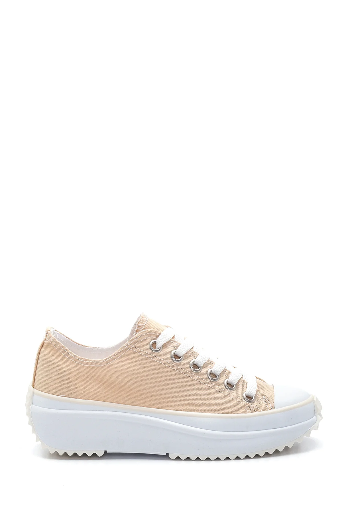 Kadın Bej Kalın Tabanlı Kumaş Sneaker