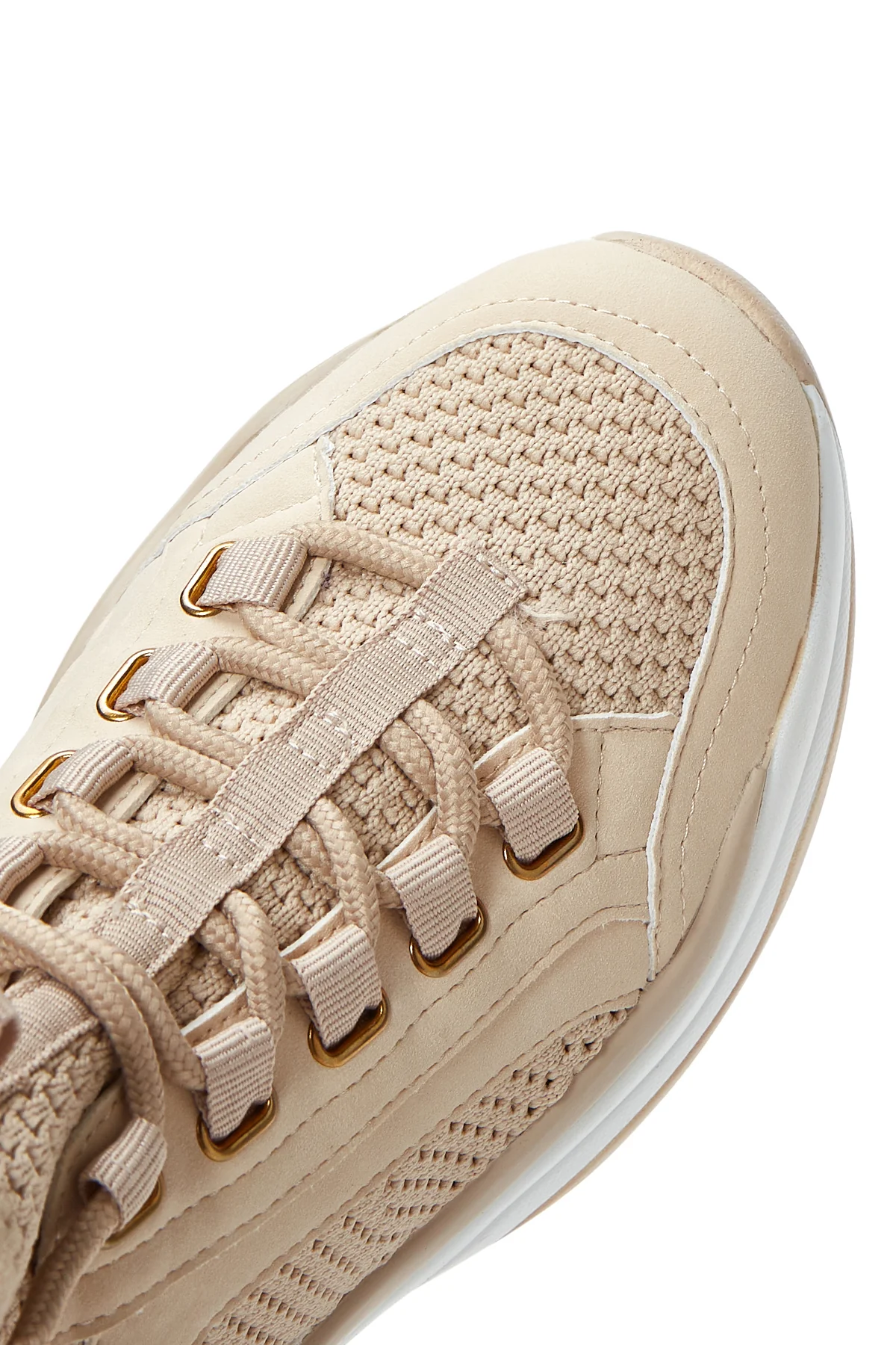 Kadın Bej Kalın Tabanlı Sneaker - Image 8