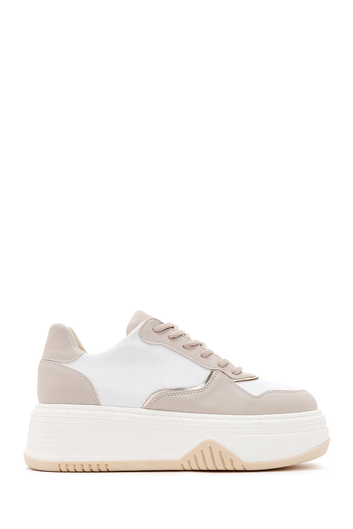 Kadın Bej Kalın Tabanlı Sneaker