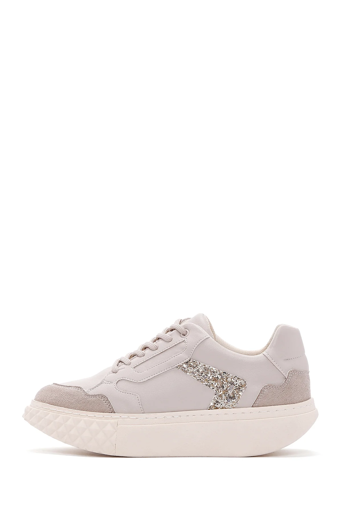 Kadın Bej Kalın Tabanlı Sneaker - Image 2