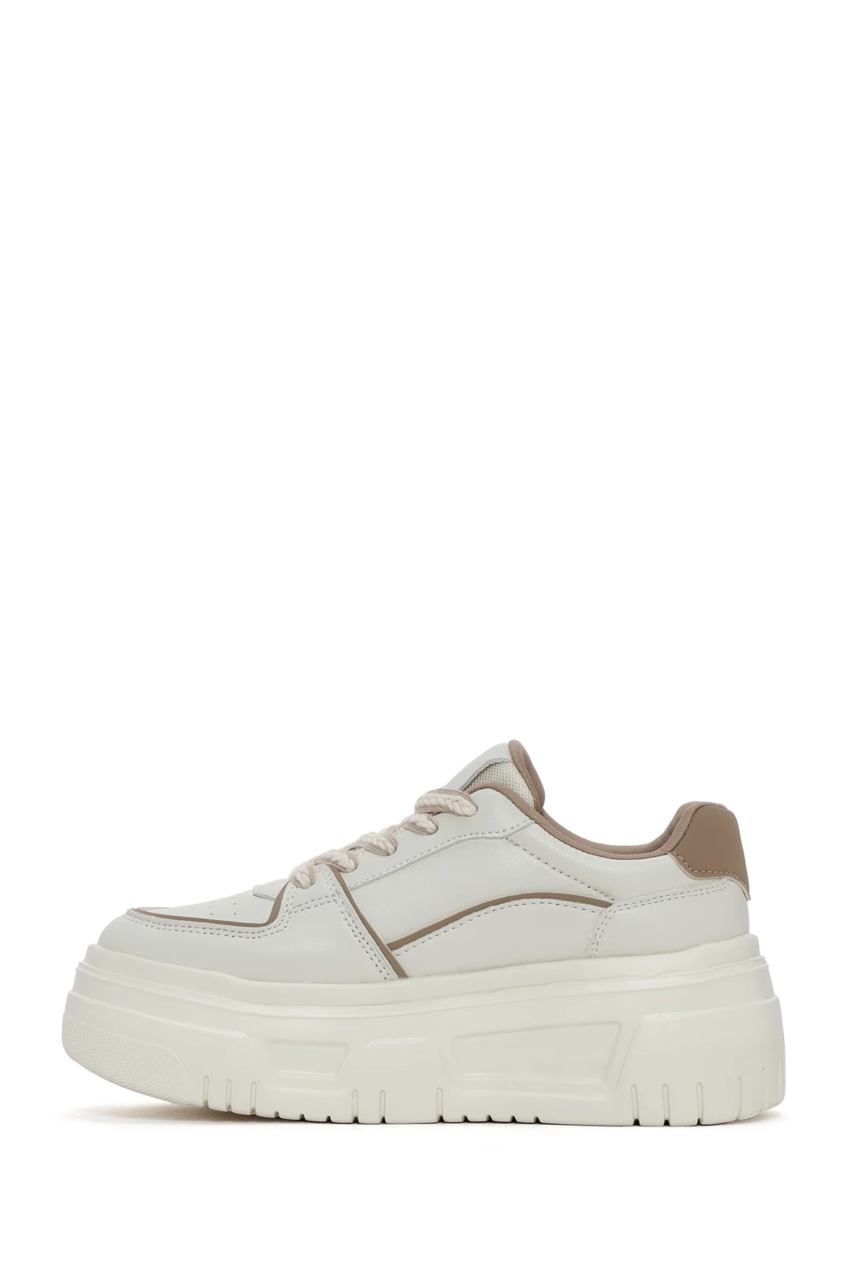 Kadın Bej Kalın Tabanlı Sneaker - Image 2