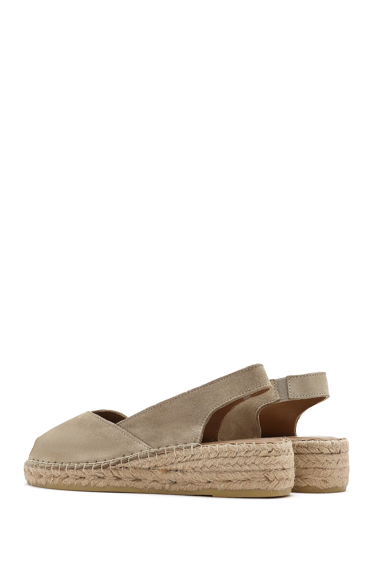 Kadın Bej Süet Espadril Sandalet - Image 5