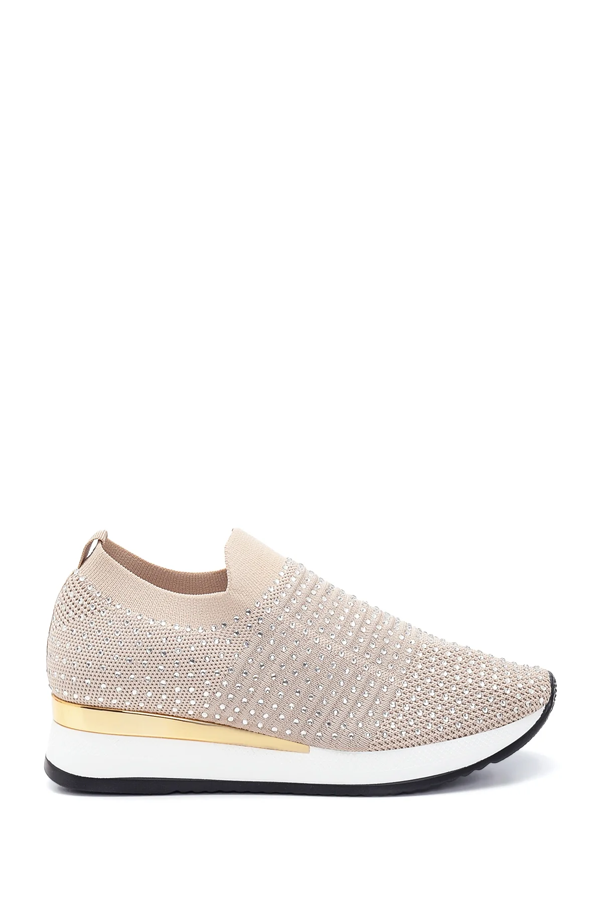 Kadın Bej Taşlı Sneaker