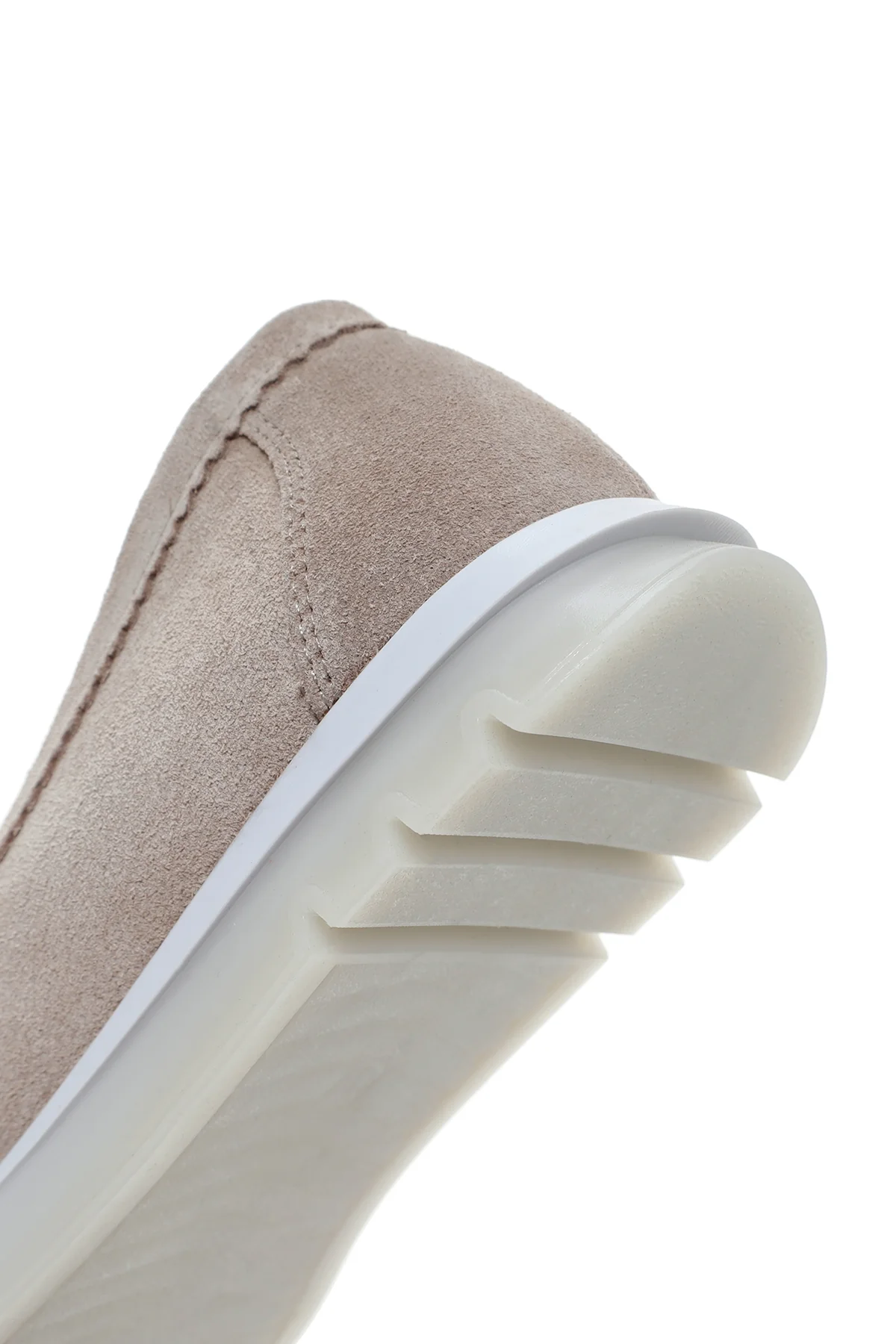 Kadın Bej Tokalı Süet Deri Comfort Loafer - Image 10