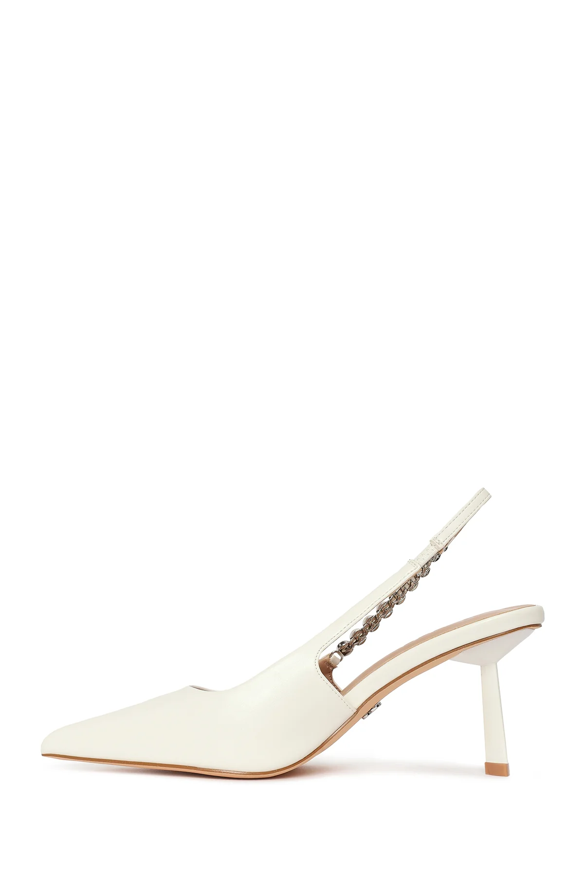 Kadın Beyaz Arkası Açık İnce Topuklu Ayakkabı - Image 3