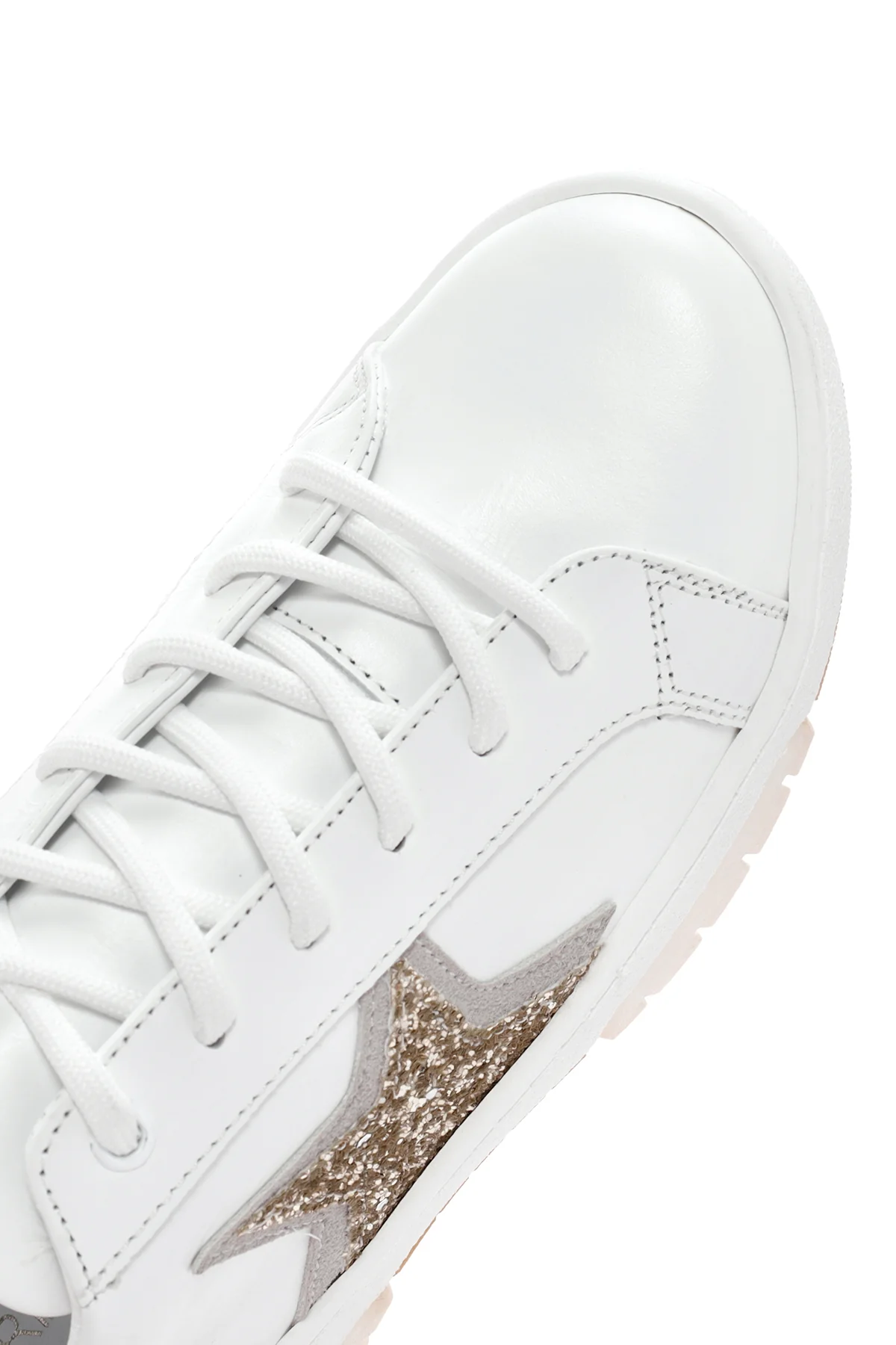 Kadın Beyaz Bağcıklı Deri Sneaker - Image 10