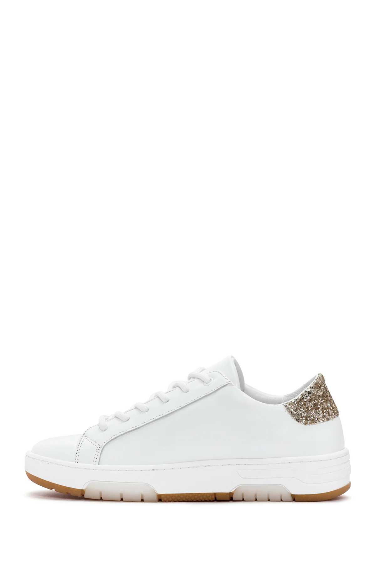 Kadın Beyaz Bağcıklı Deri Sneaker - Image 2