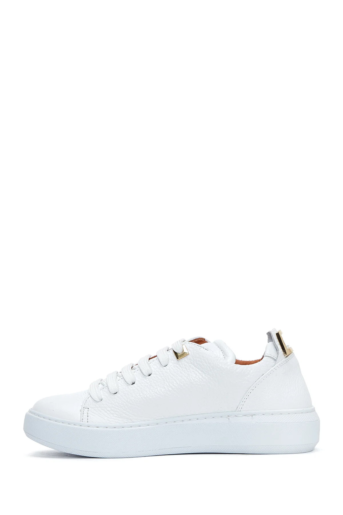 Kadın Beyaz Bağcıklı Deri Sneaker - Image 2