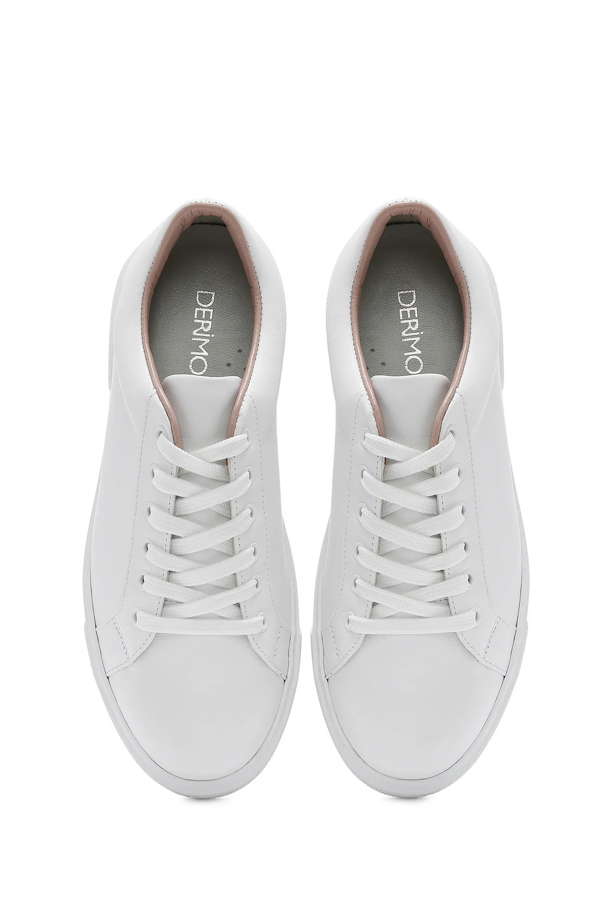 Kadın Beyaz Bağcıklı Deri Sneaker - Image 7