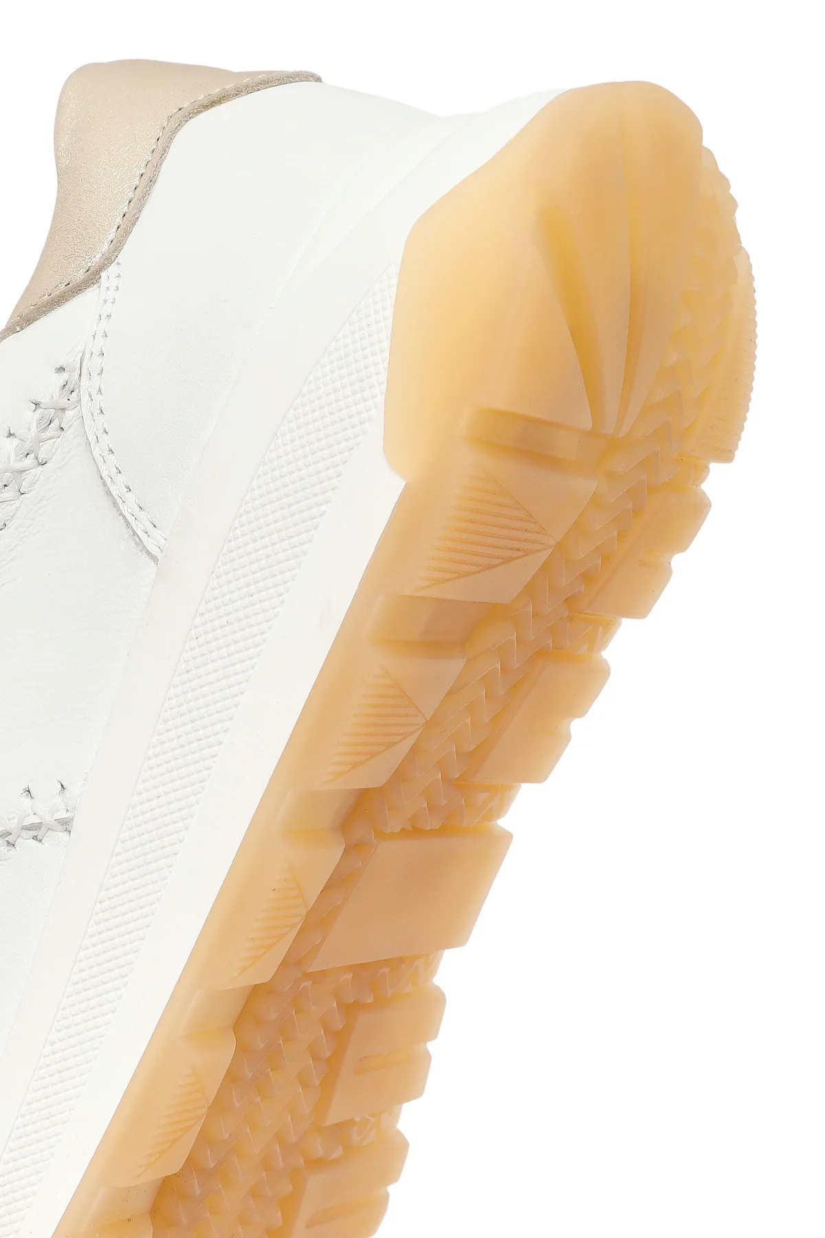 Kadın Beyaz Bağcıklı Fermuarlı Kalın Tabanlı Deri Sneaker - Image 8
