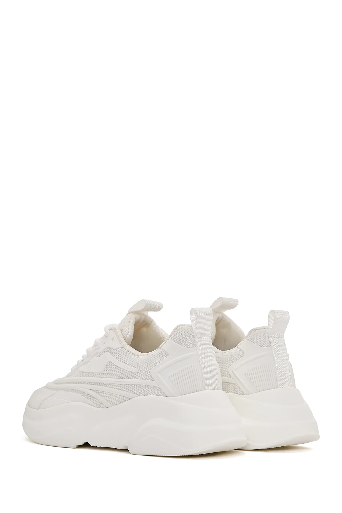 Kadın Beyaz Bağcıklı Kalın Tabanlı Sneaker - Image 5