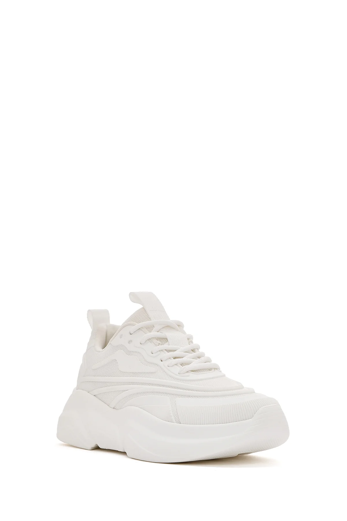 Kadın Beyaz Bağcıklı Kalın Tabanlı Sneaker - Image 6