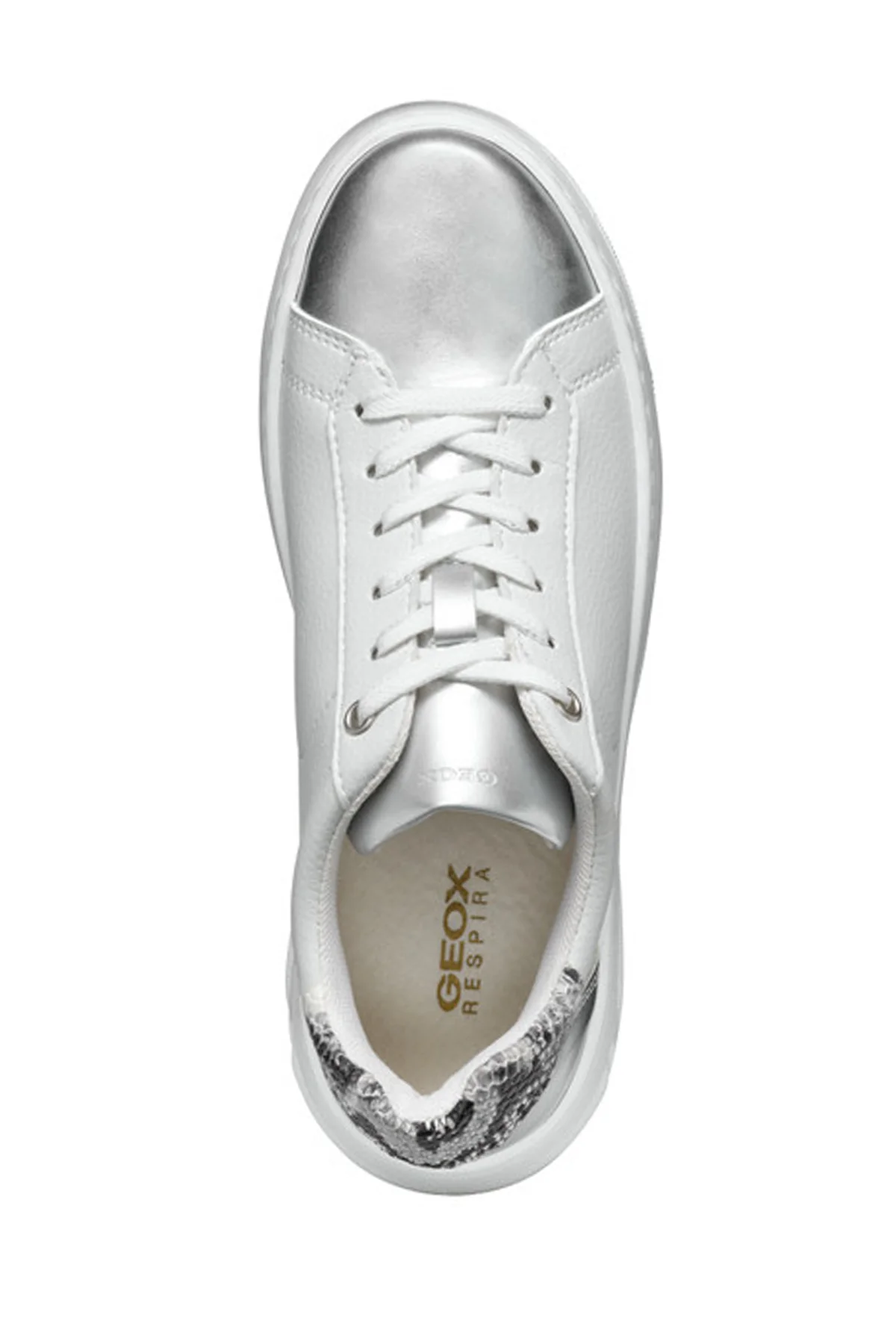 Geox Kadın Beyaz Bağcıklı Deri Sneaker - Image 5