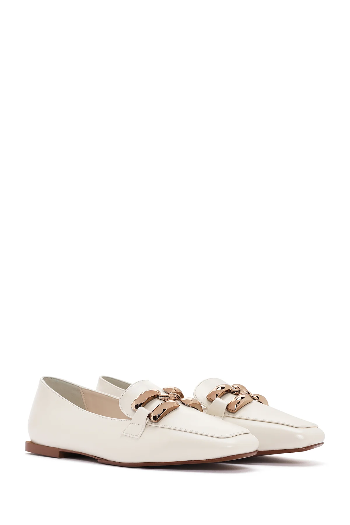 Kadın Beyaz Maskülen Loafer - Image 3