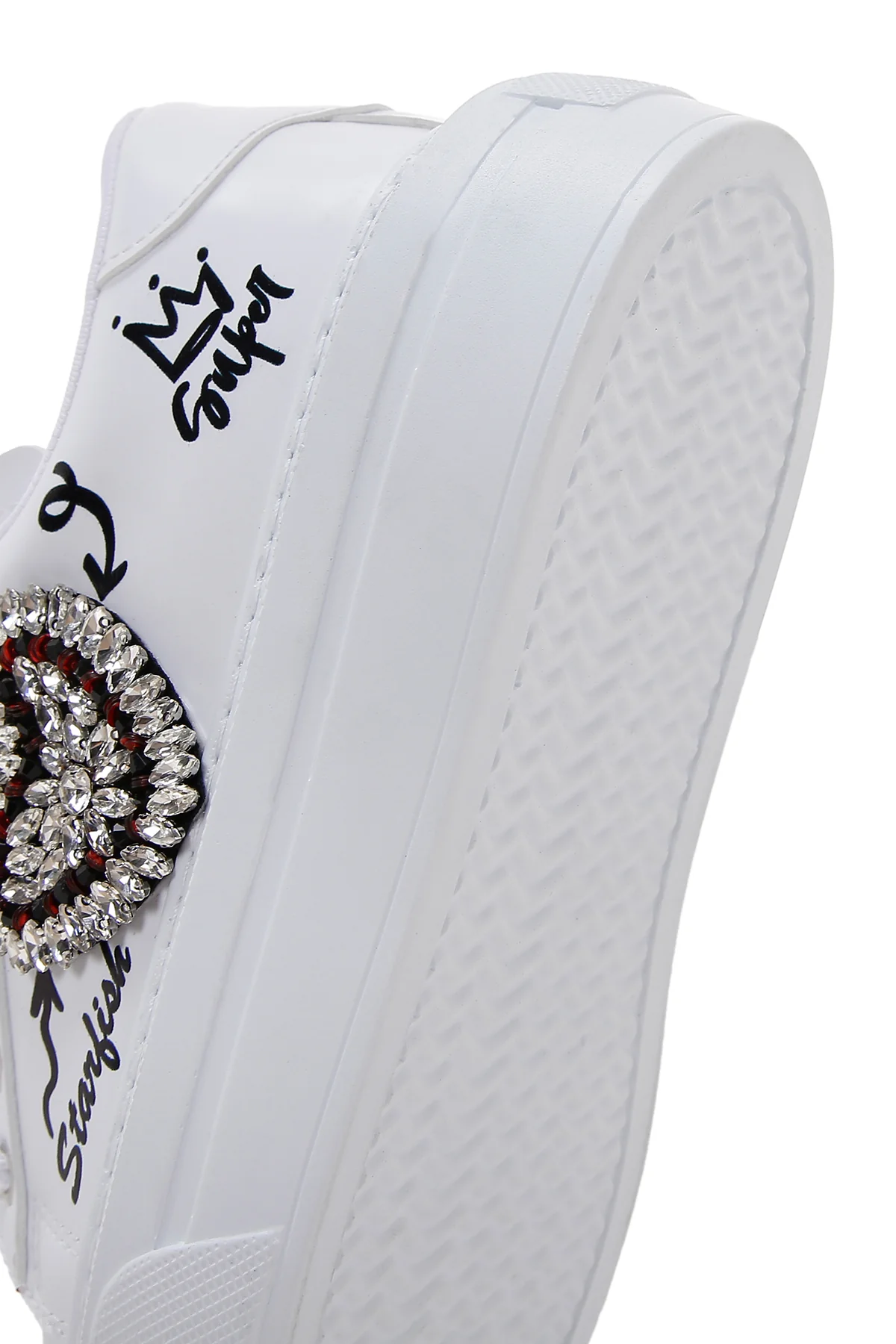 Kadın Beyaz Taşlı Sneaker - Image 9