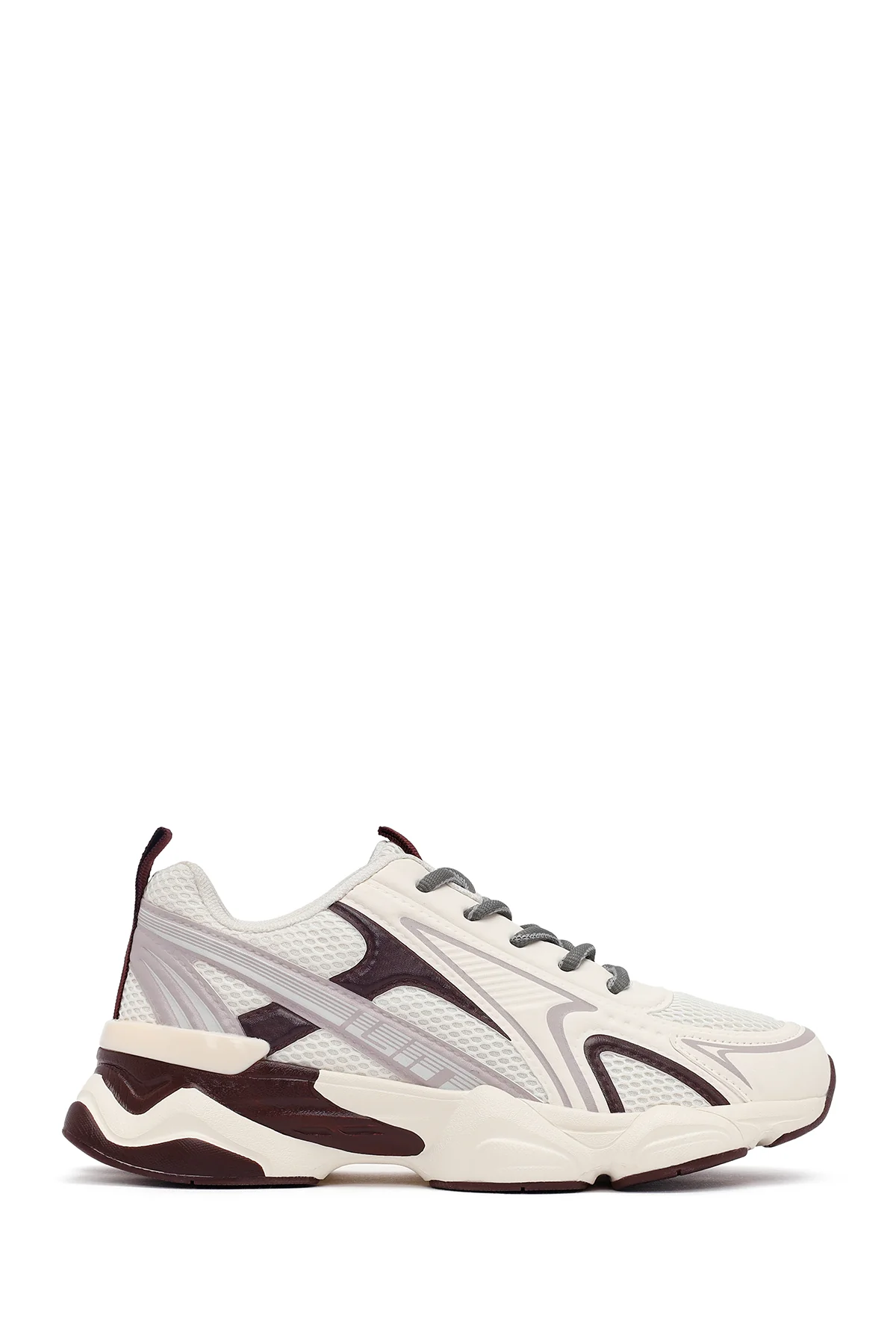 Kadın Bordo Bağcıklı Kalın Tabanlı Sneaker