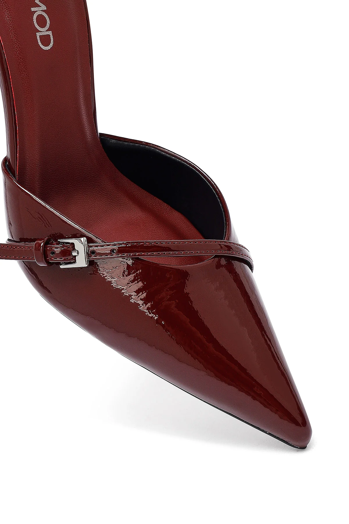 Kadın Bordo Bilekten Tokalı Yüksek İnce Topuklu Rugan Stiletto - Image 10
