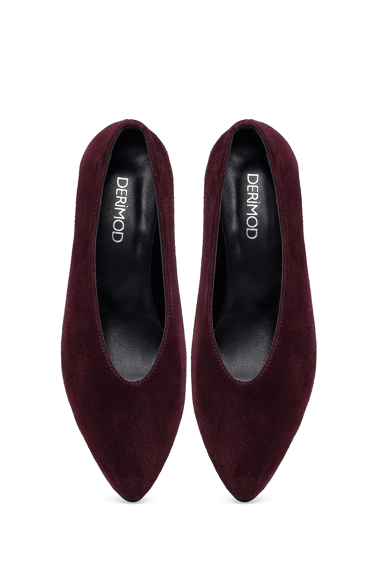 Kadın Bordo Kısa İnce Topuklu Süet Deri Stiletto - Image 8