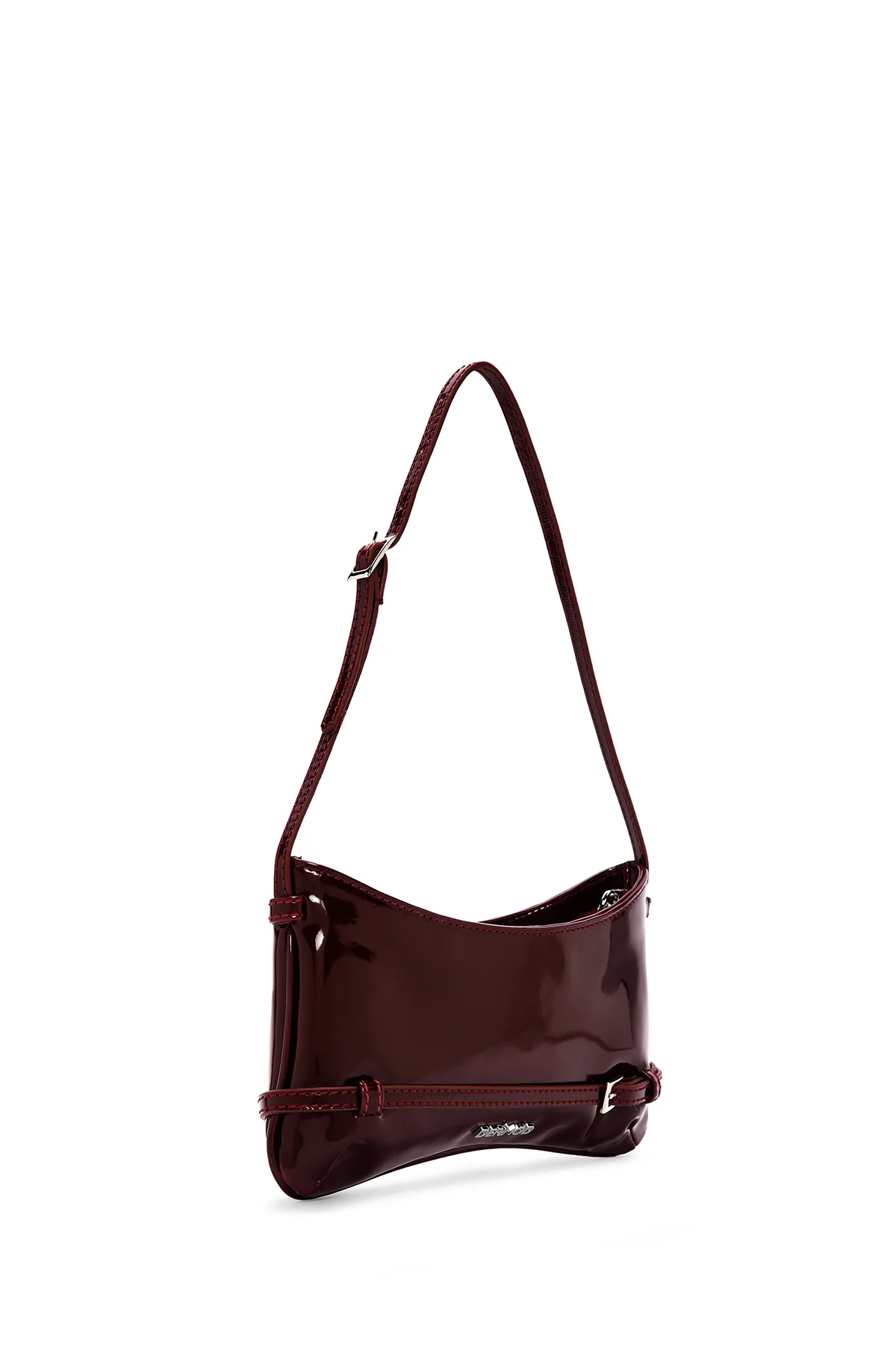 Kadın Bordo Mini Rugan Omuz Çantası - Image 7