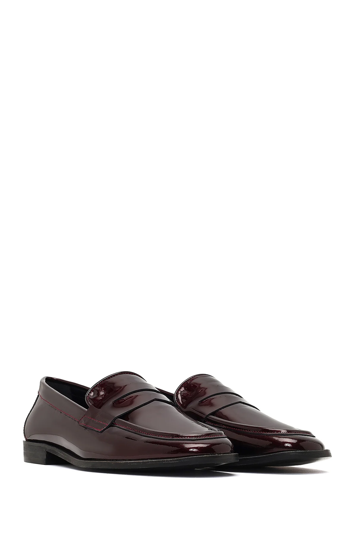 Kadın Bordo Rugan Deri Loafer - Image 3