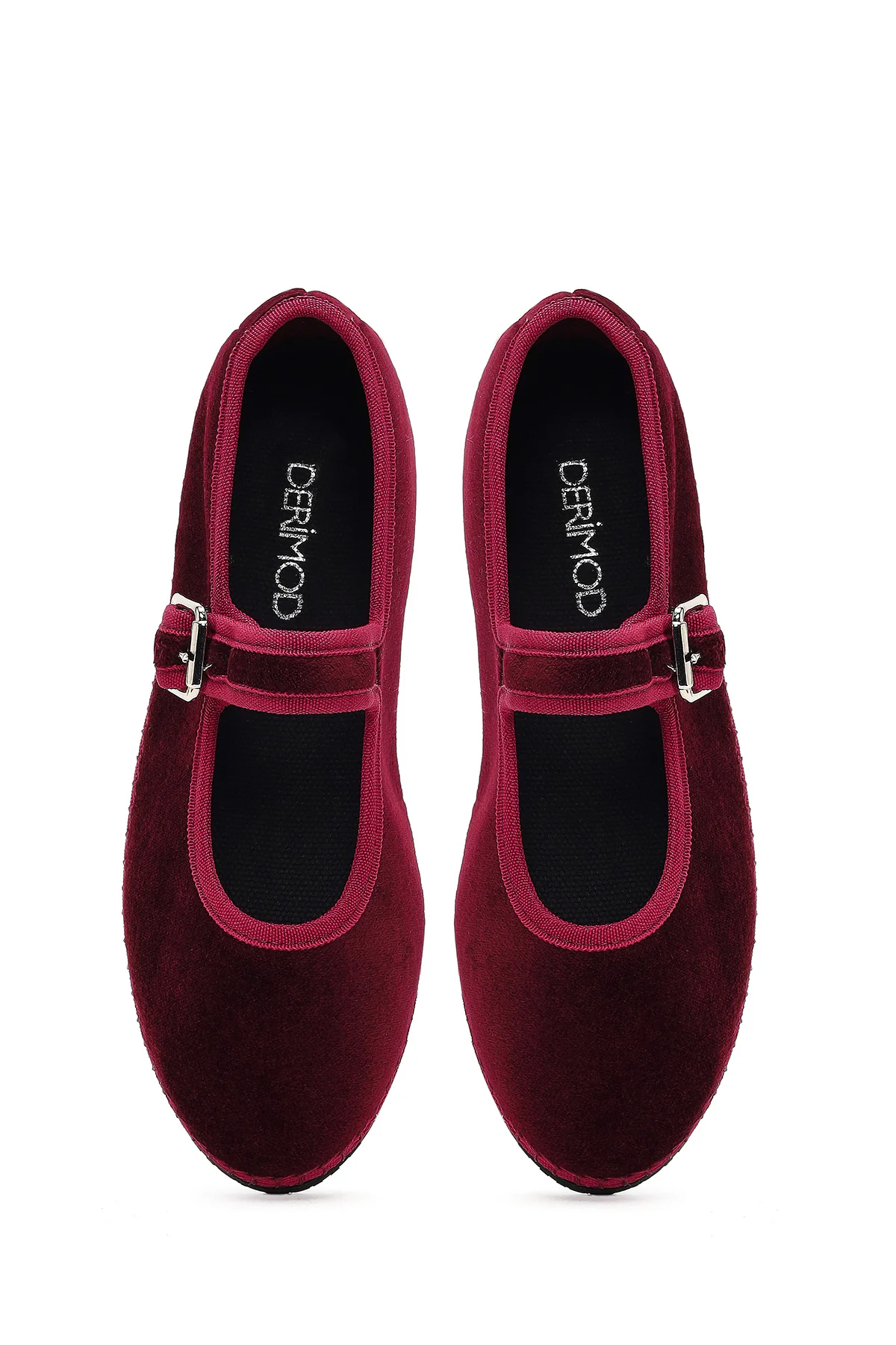 Kadın Bordo Tokalı Kumaş Babet - Image 7