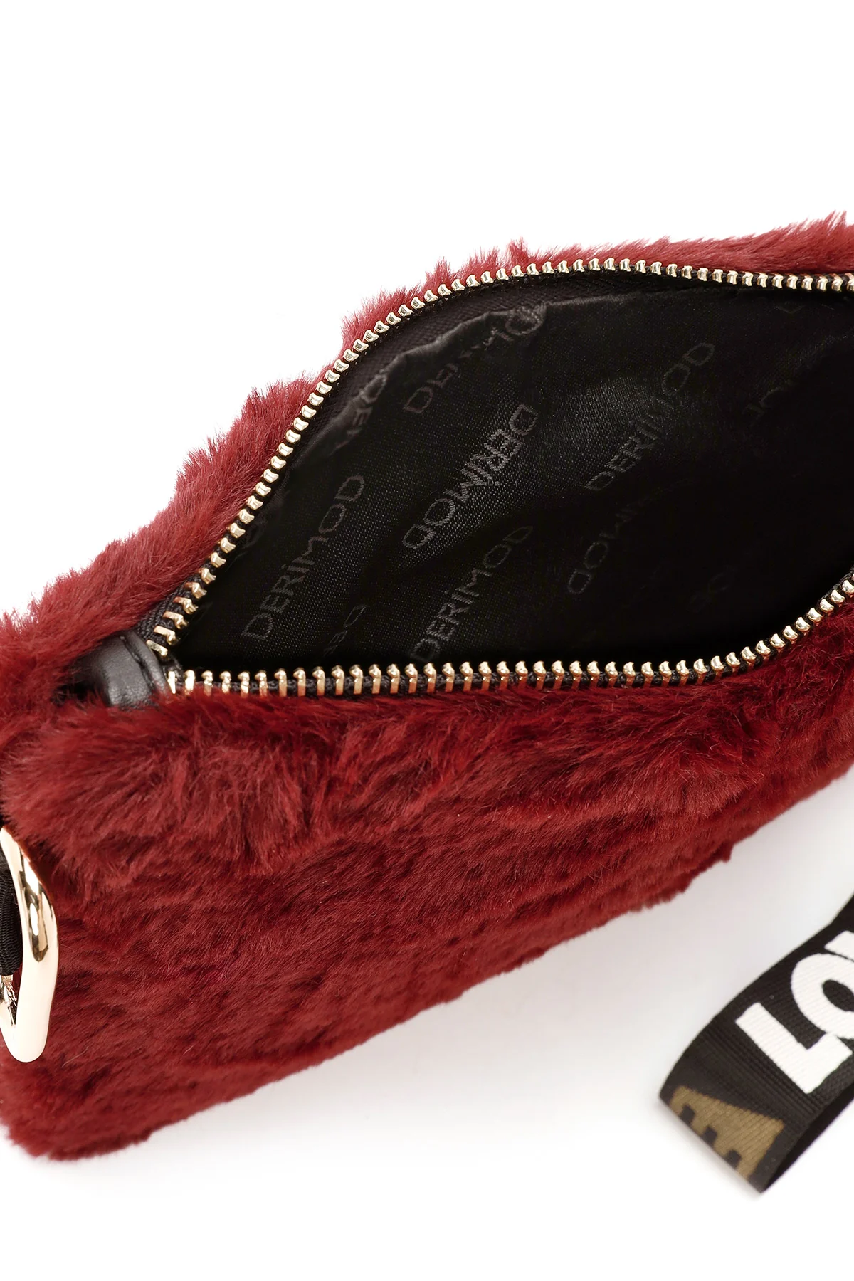 Kadın Bordo Uzun Askılı Peluş Portföy Çanta - Image 7