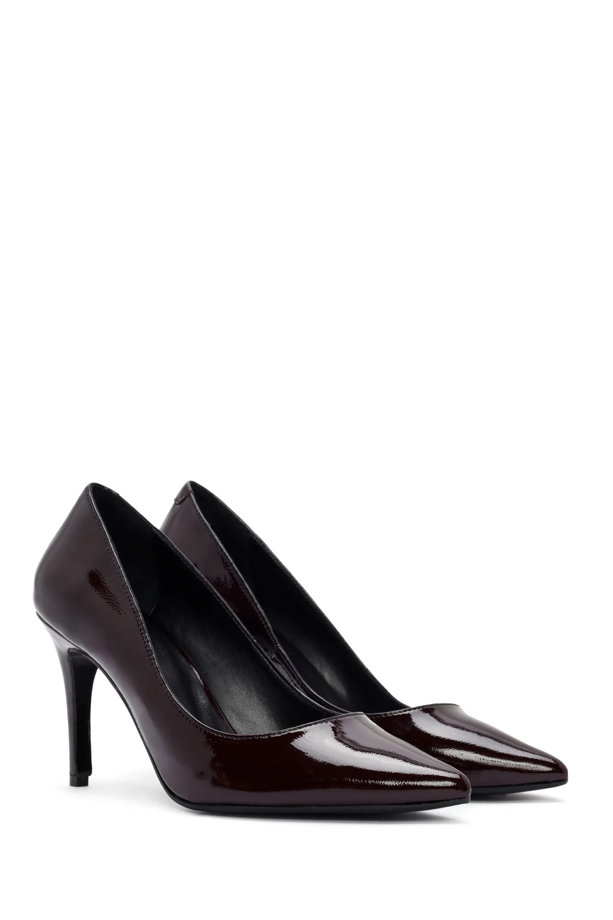 Kadın Bordo Yüksek İnce Topuklu Rugan Deri Stiletto - Image 3